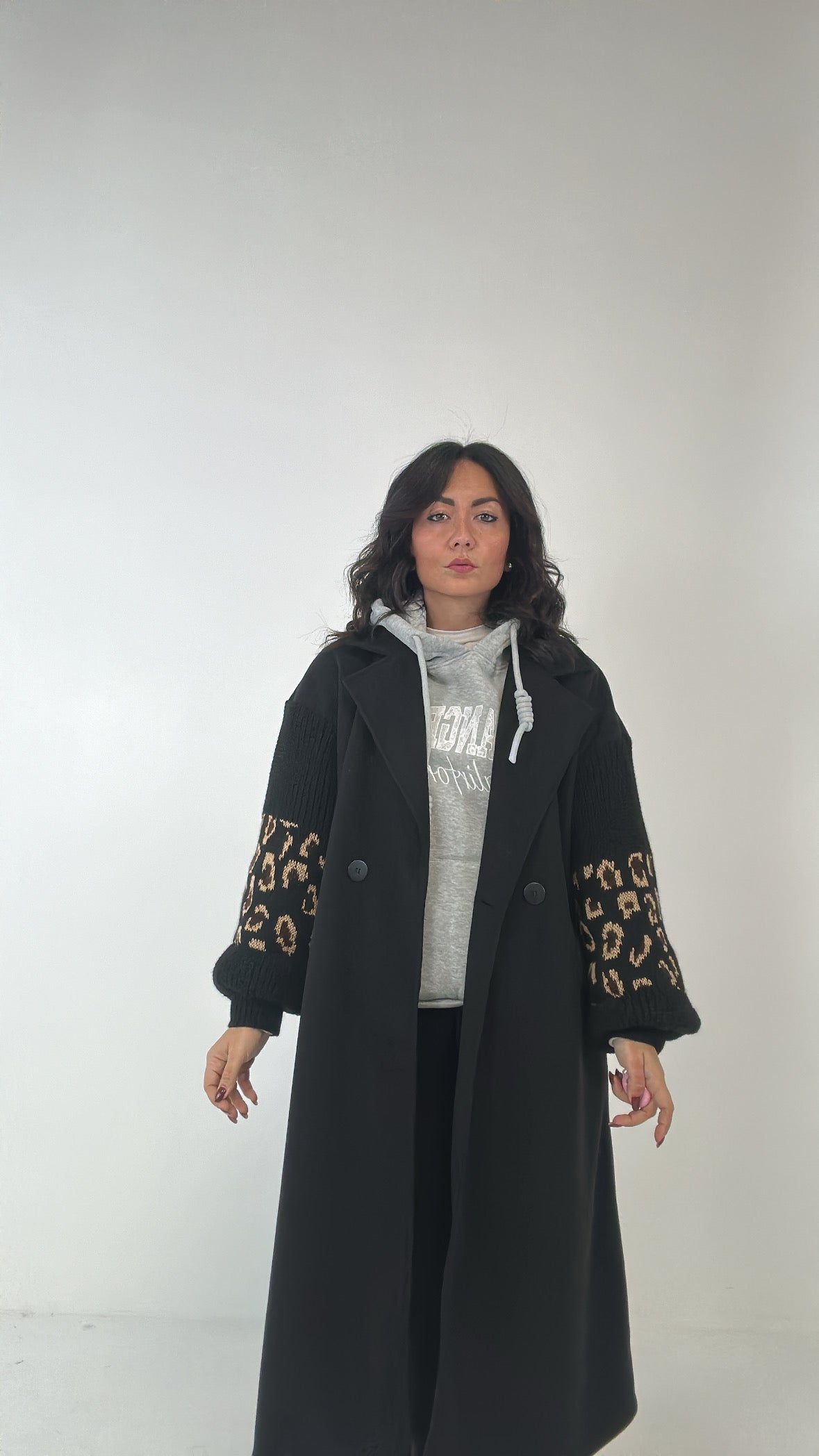 Cappotto MANICA MACULATA - NERO