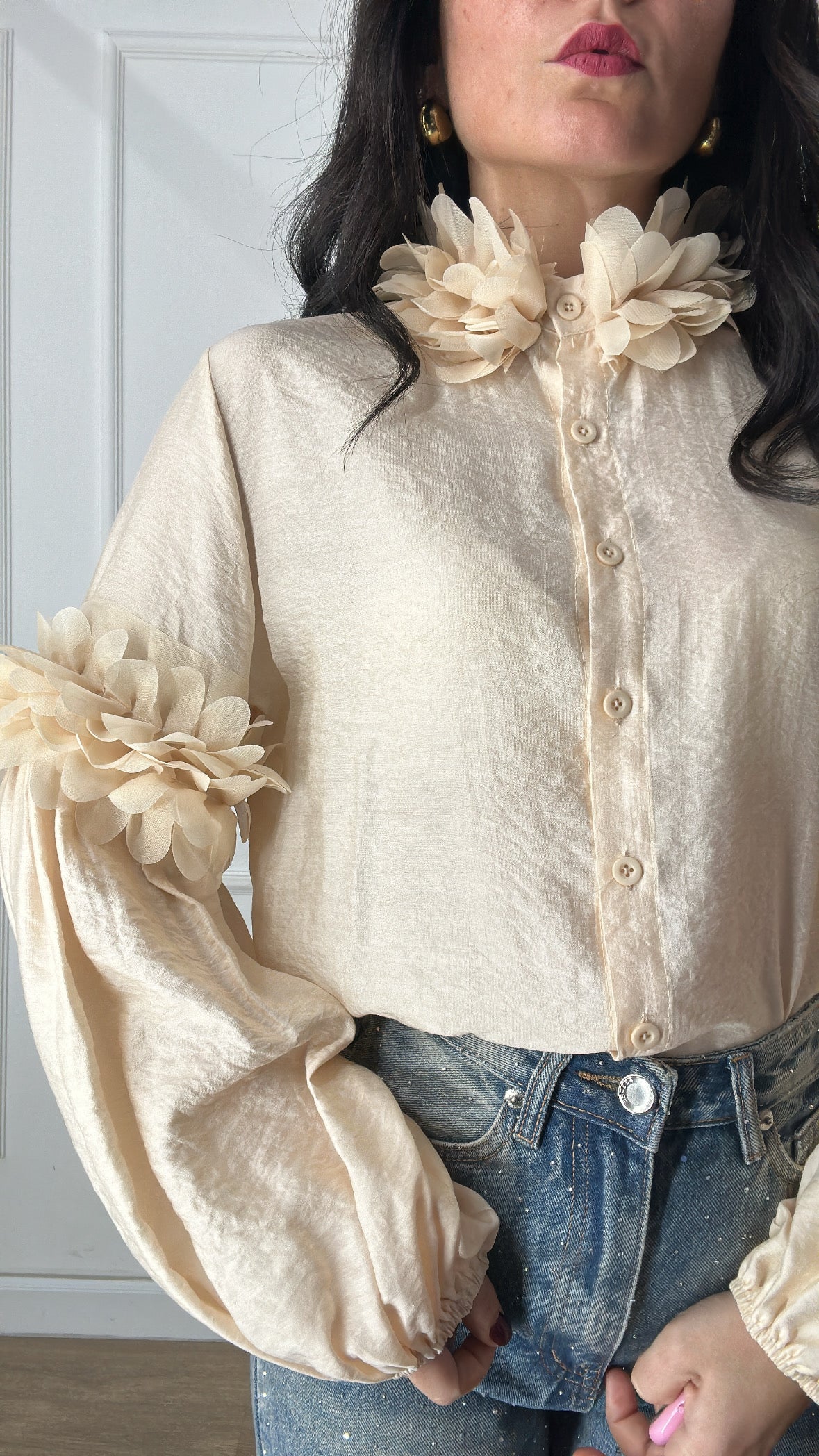 Camicia COLLO FIORI - BEIGE