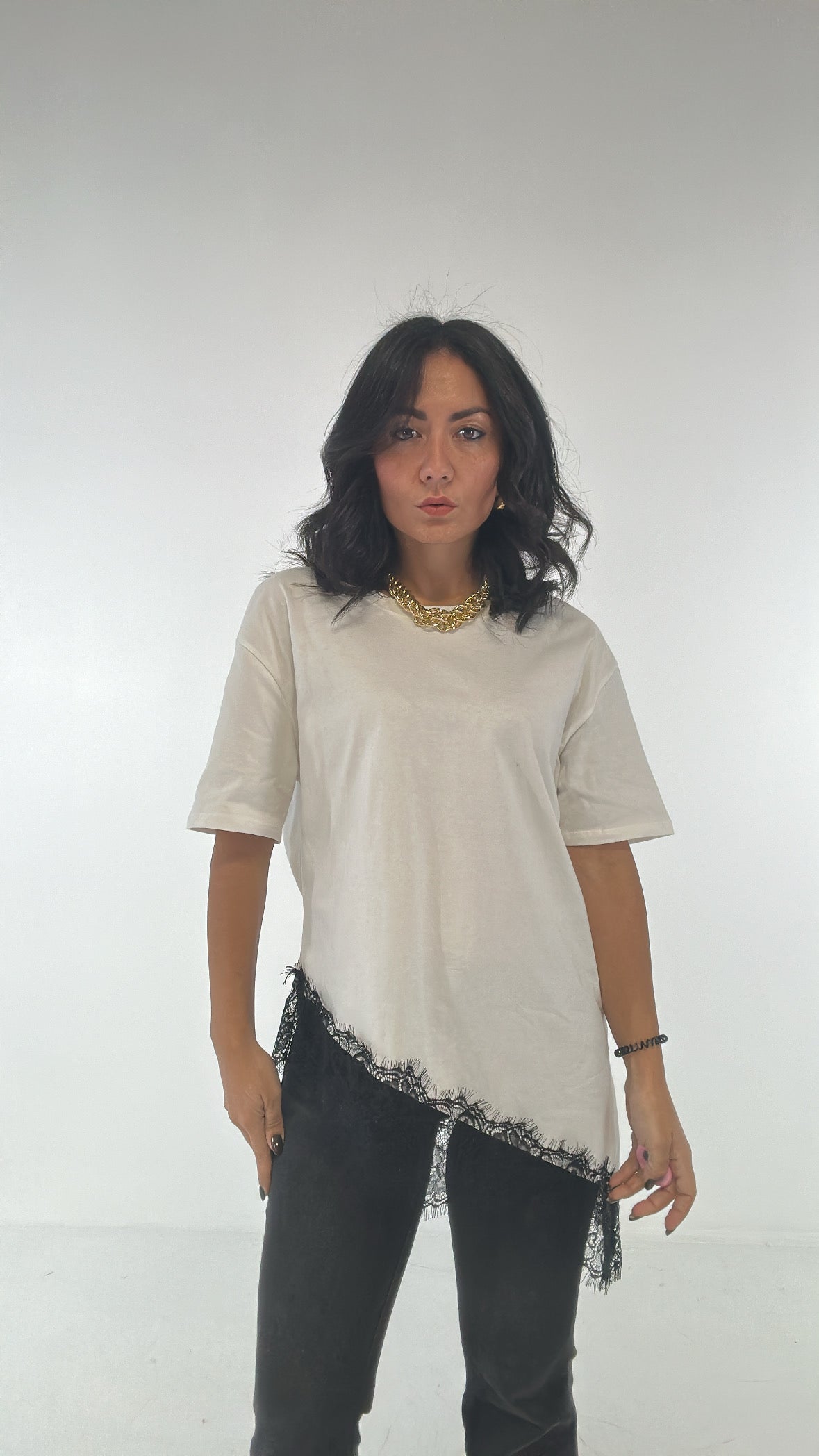 T-shirt LUMINA PIZZO - BIANCO