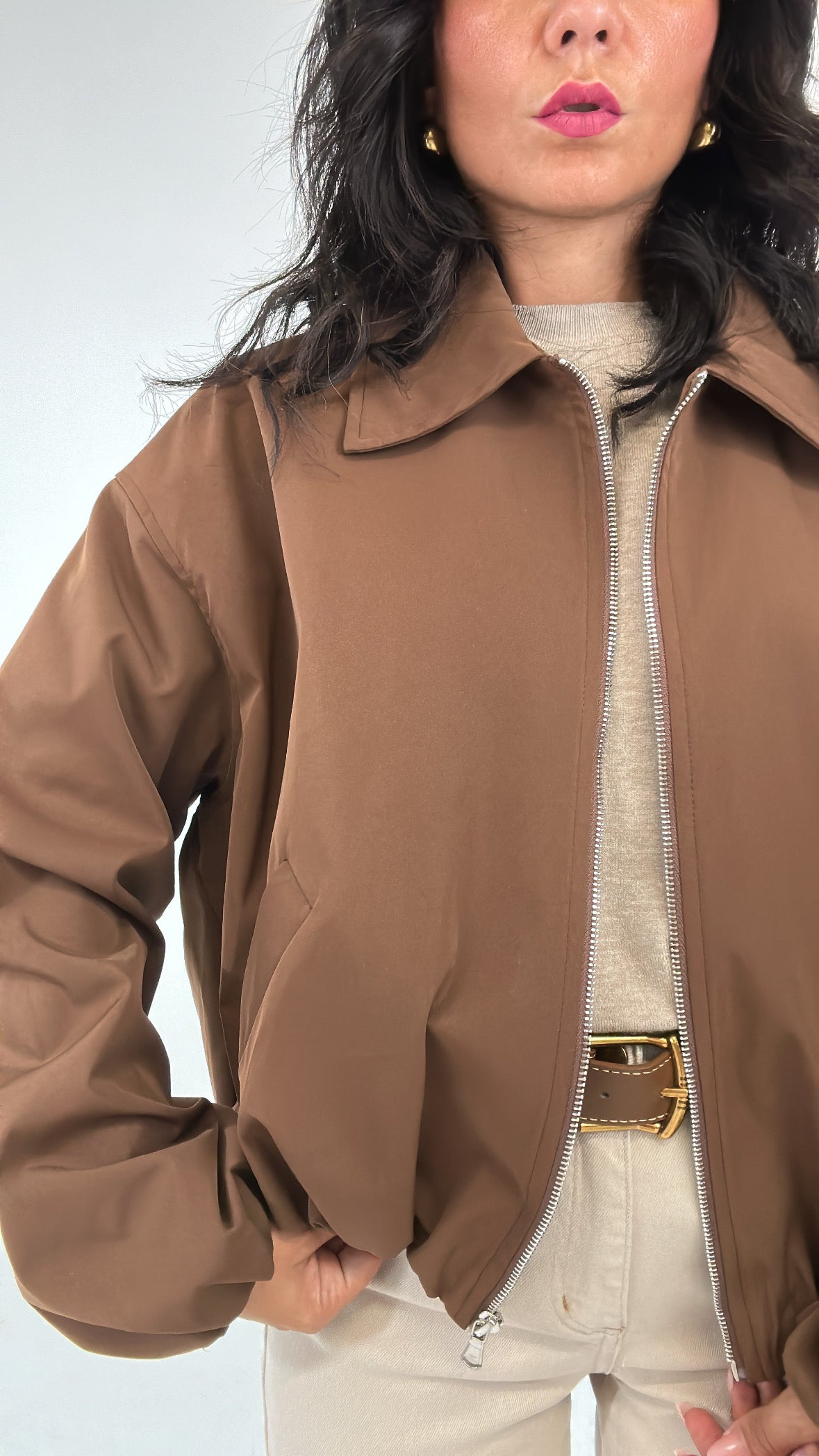Bomber LUMINA COLLO - MARRONE