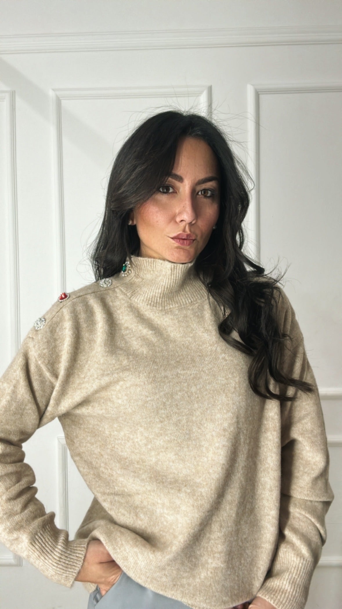 Pull DIAMANTI LATERALI - BEIGE