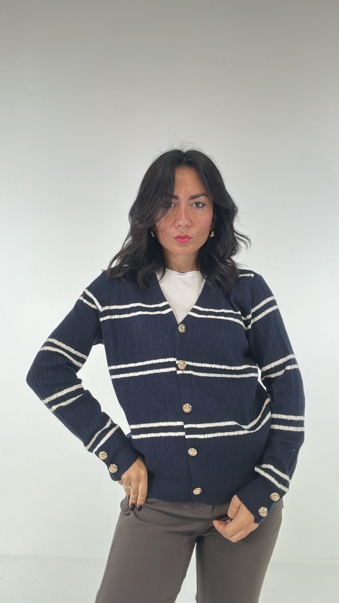 Cardigan RIGA BIANCA - BLU