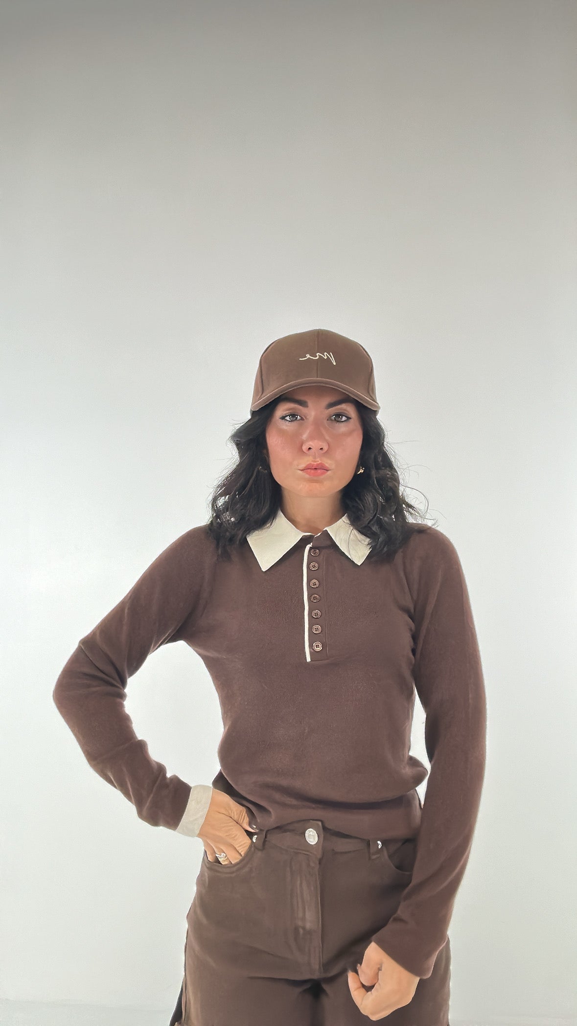 Pull POLO IN MAGLIA - MARRONE