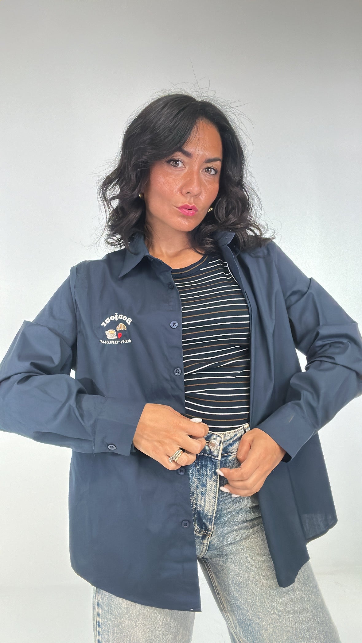 Camicia CON CANOTTA A RIGHE - BLU