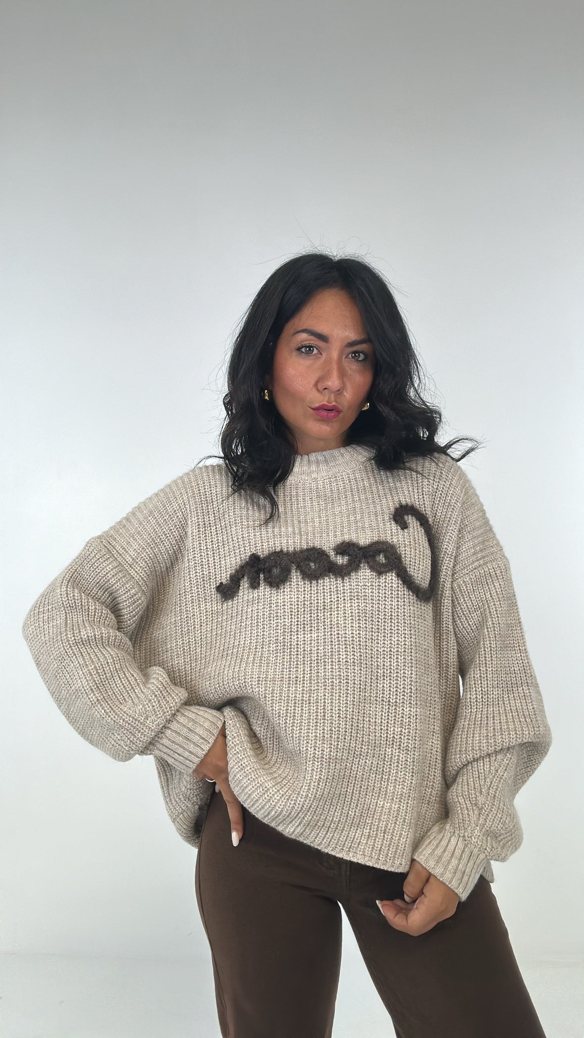 Pull LUMINA SCRITTE WINTER - PANNA