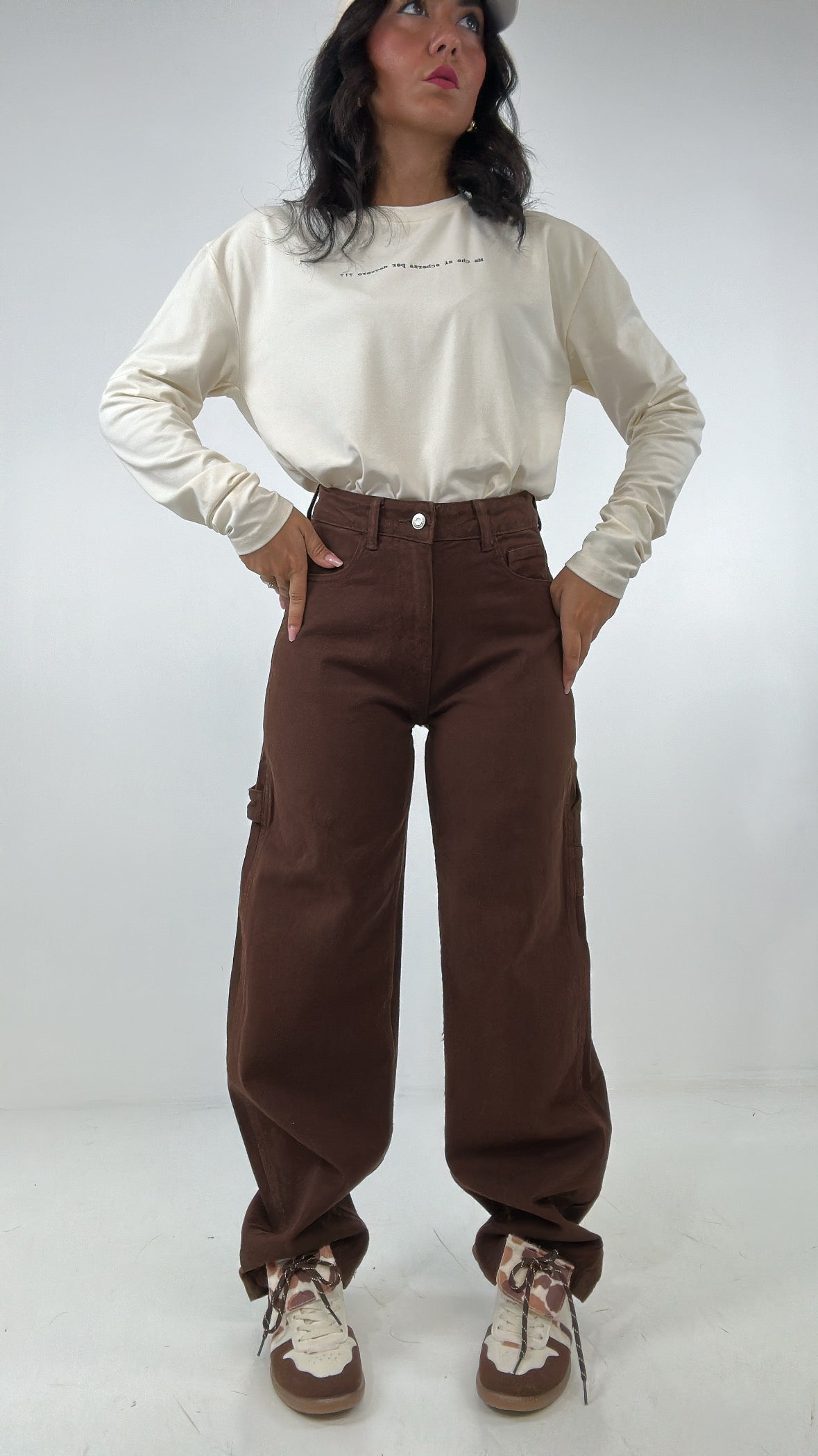Jeans WIDE LEG BROWN - MARRONE
