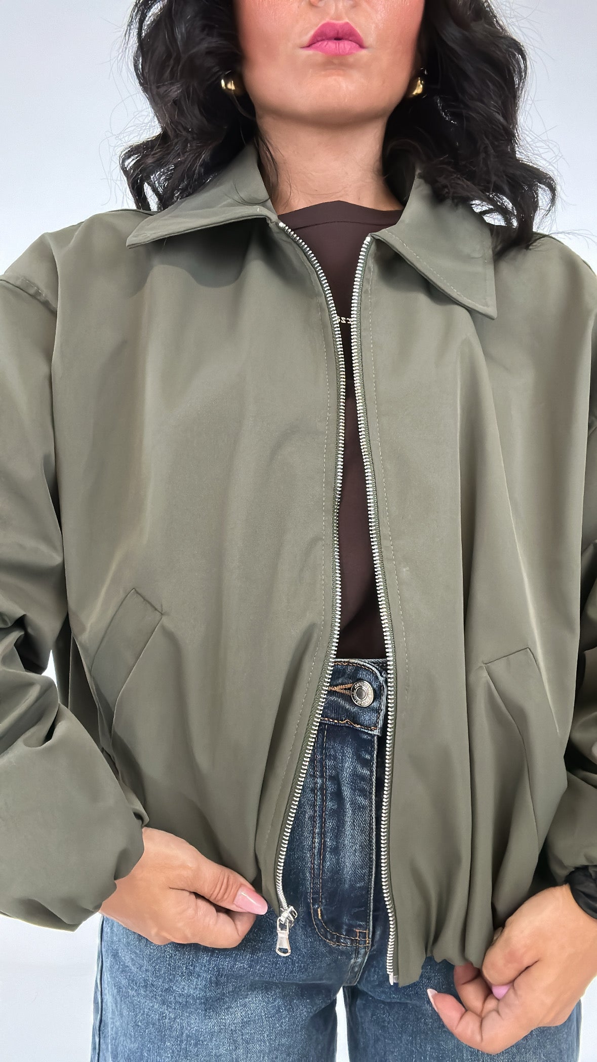 Bomber LUMINA COLLO - VERDE MILITARE
