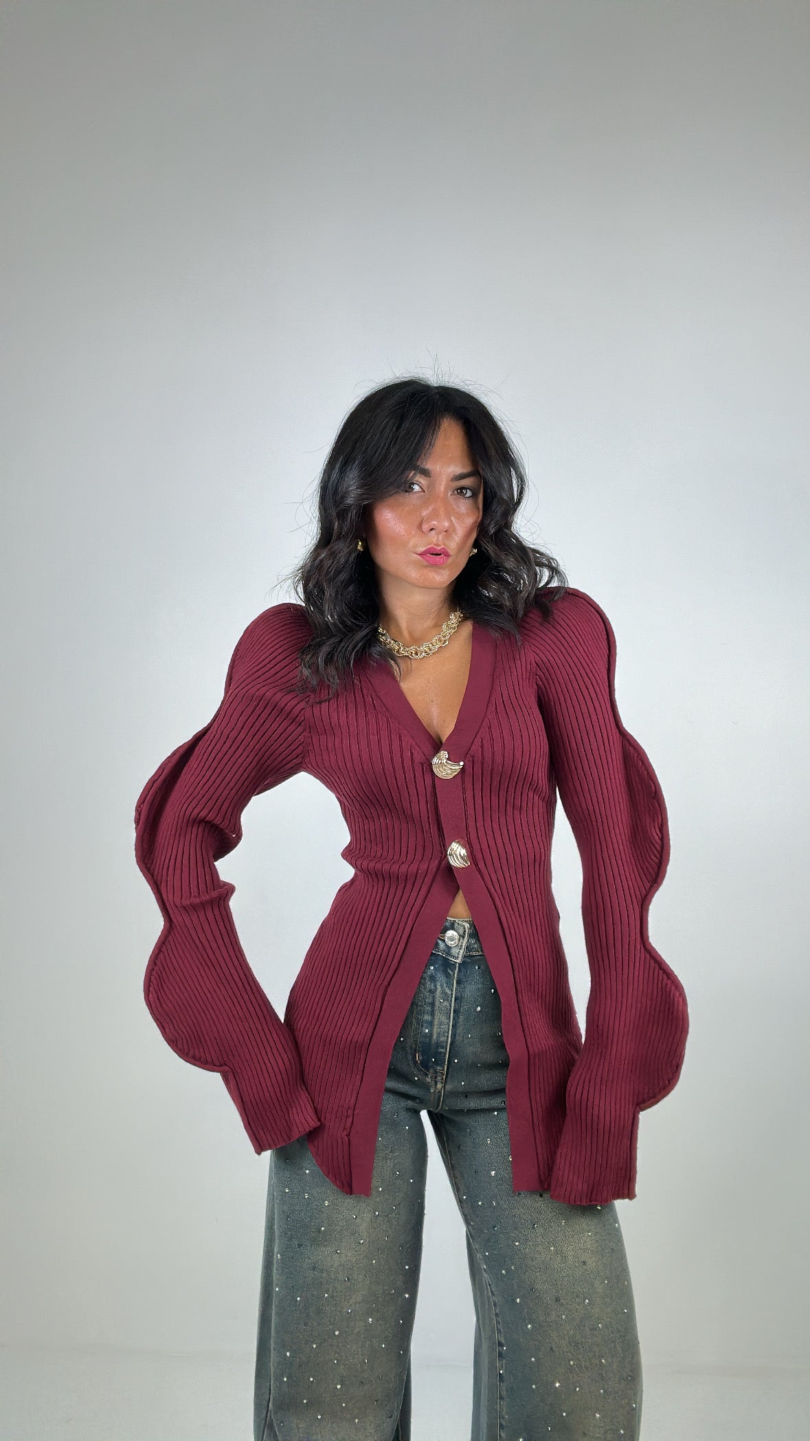 Cardigan MANICA ONDA - BORDEAUX