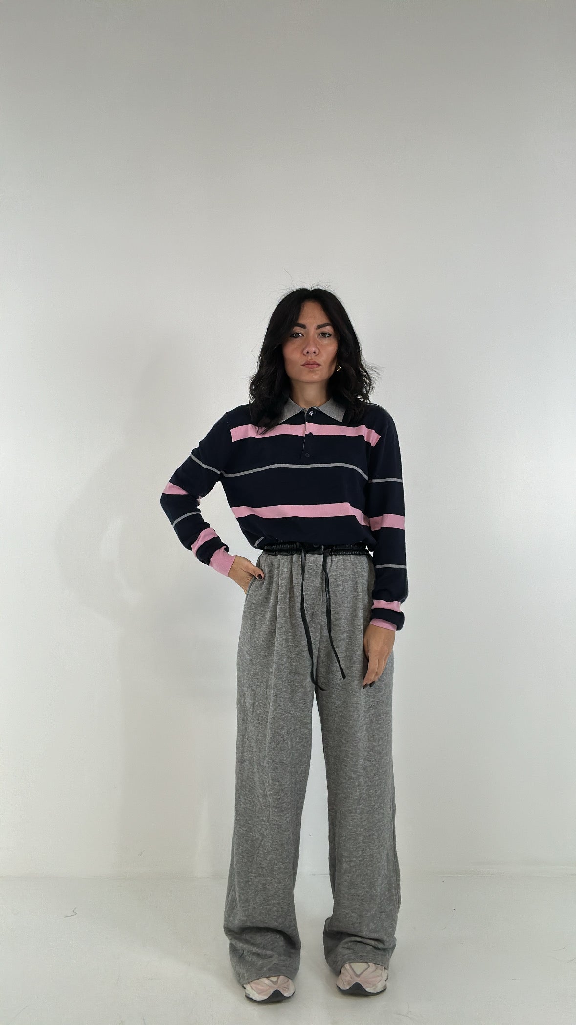 Pantalone CON PARTI IN ECOPELLE - GRIGIO