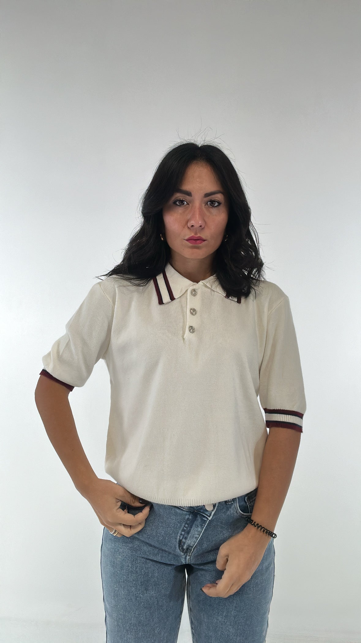 Polo IN MAGLIA PROFILATA - BIANCO
