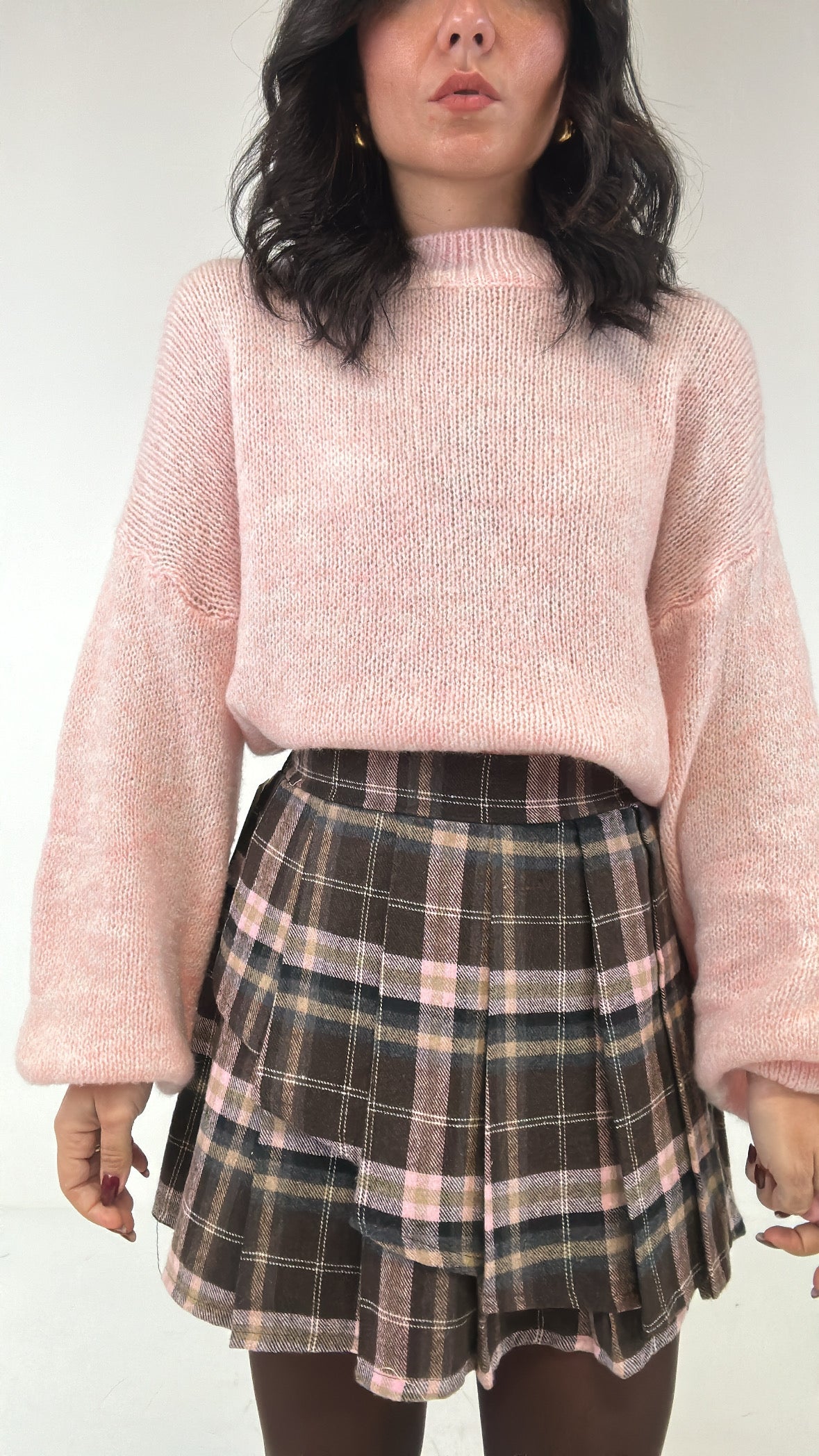 Gonna QUADRI PIEGHETTE - ROSA