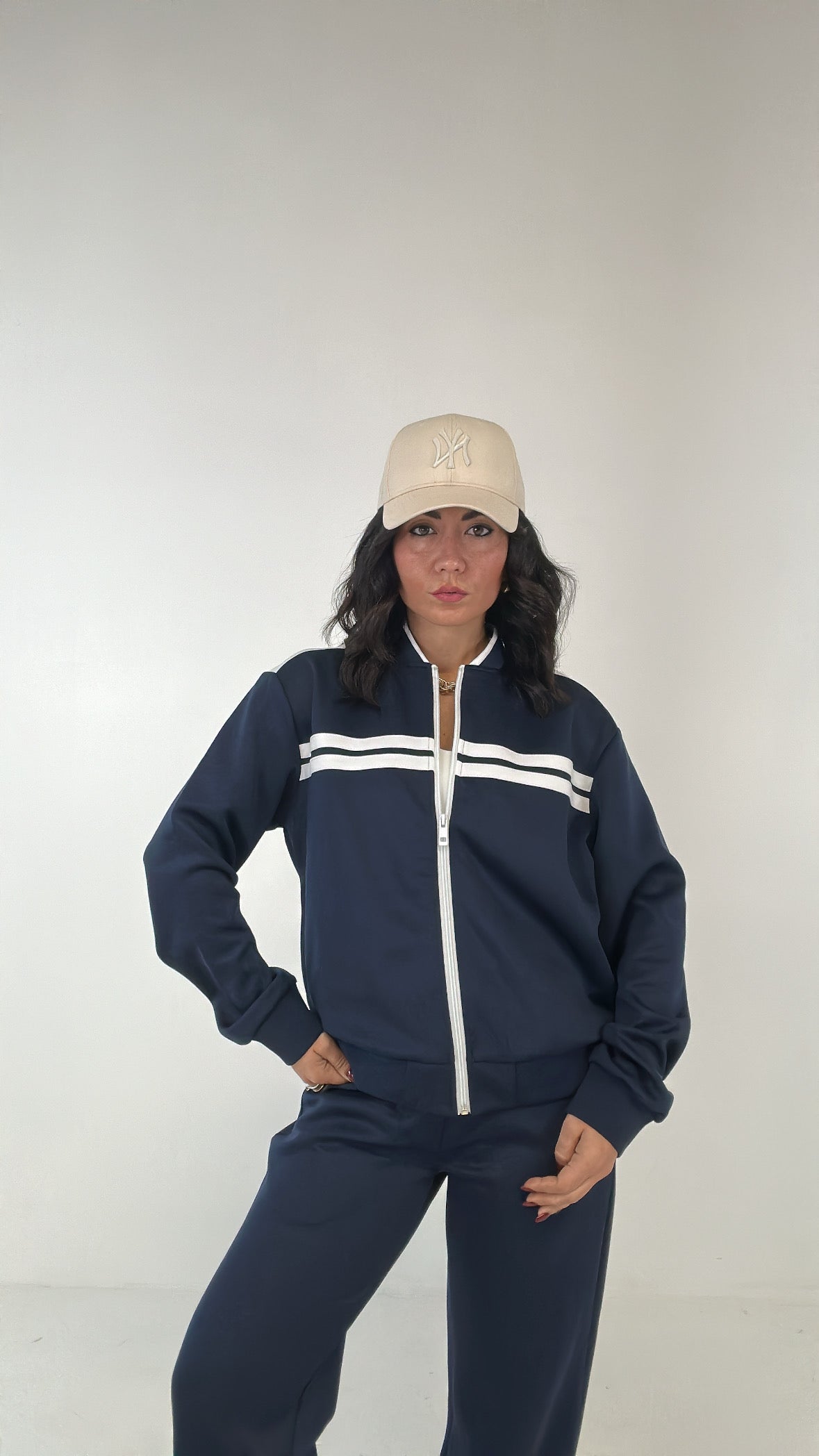 Completo TUTA RIGA BIANCA - BLU