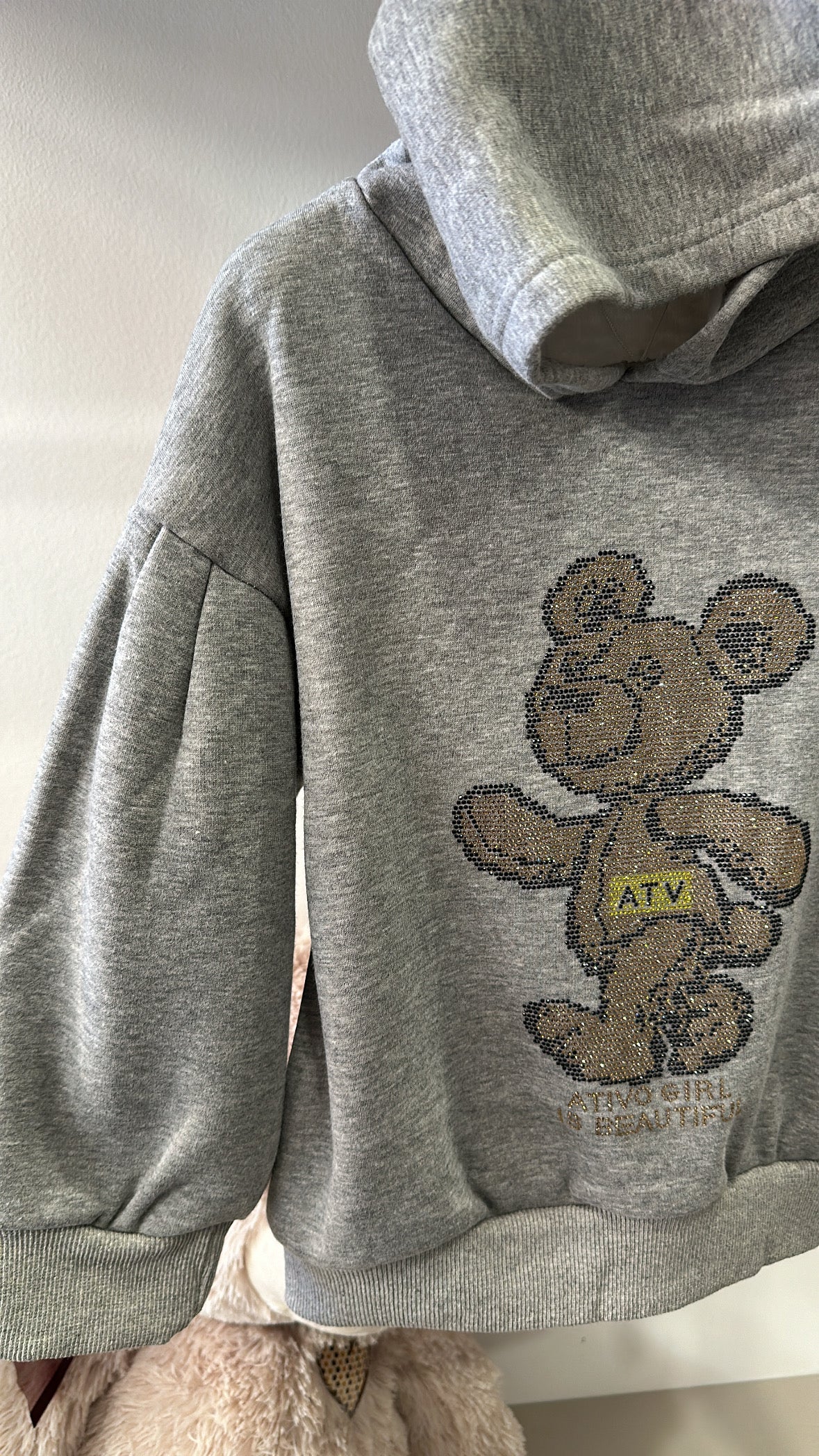 Felpa ORSO STRASS 4-14A - GRIGIO