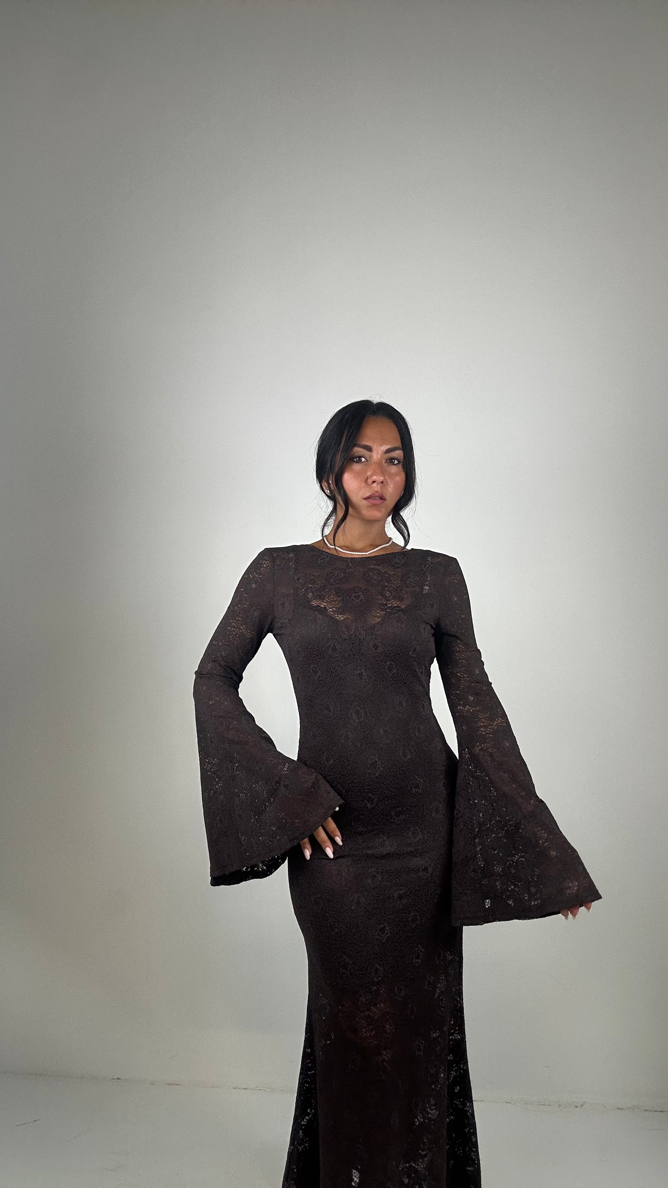 Vestito IN PIZZO MADAMA - MARRONE