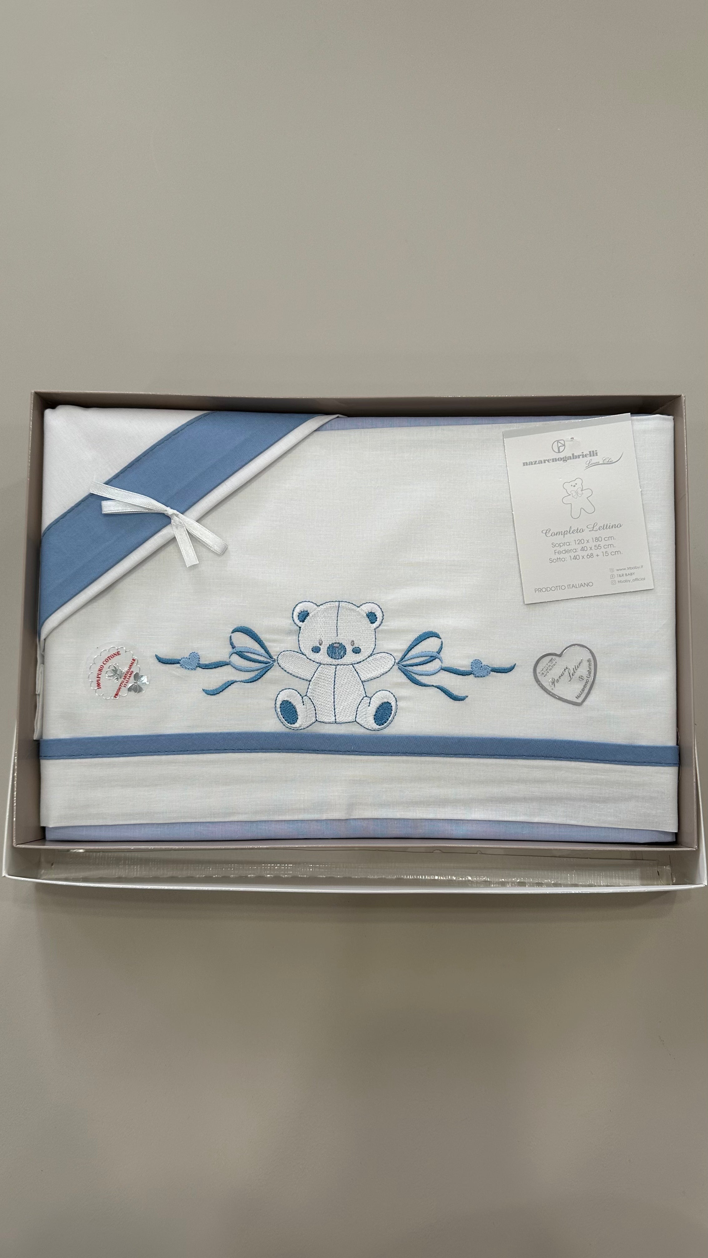 Lenzuola CULLA ORSETTO NASTRO CM 120x180 - AZZURRO