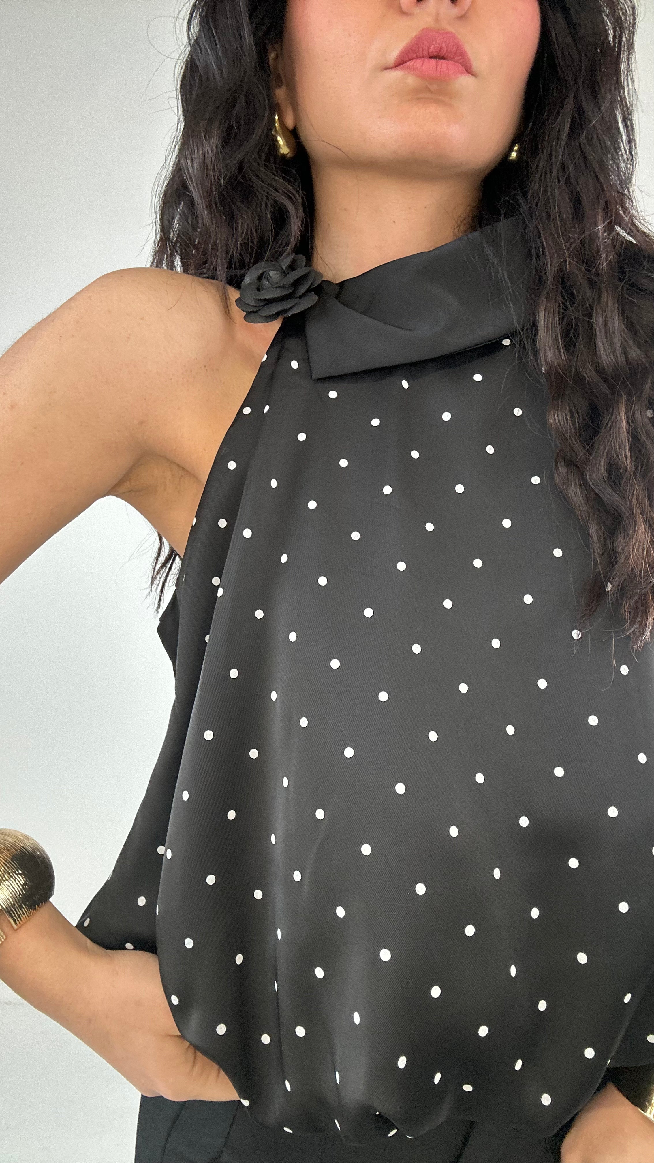 Top POIS E FIORE - NERO