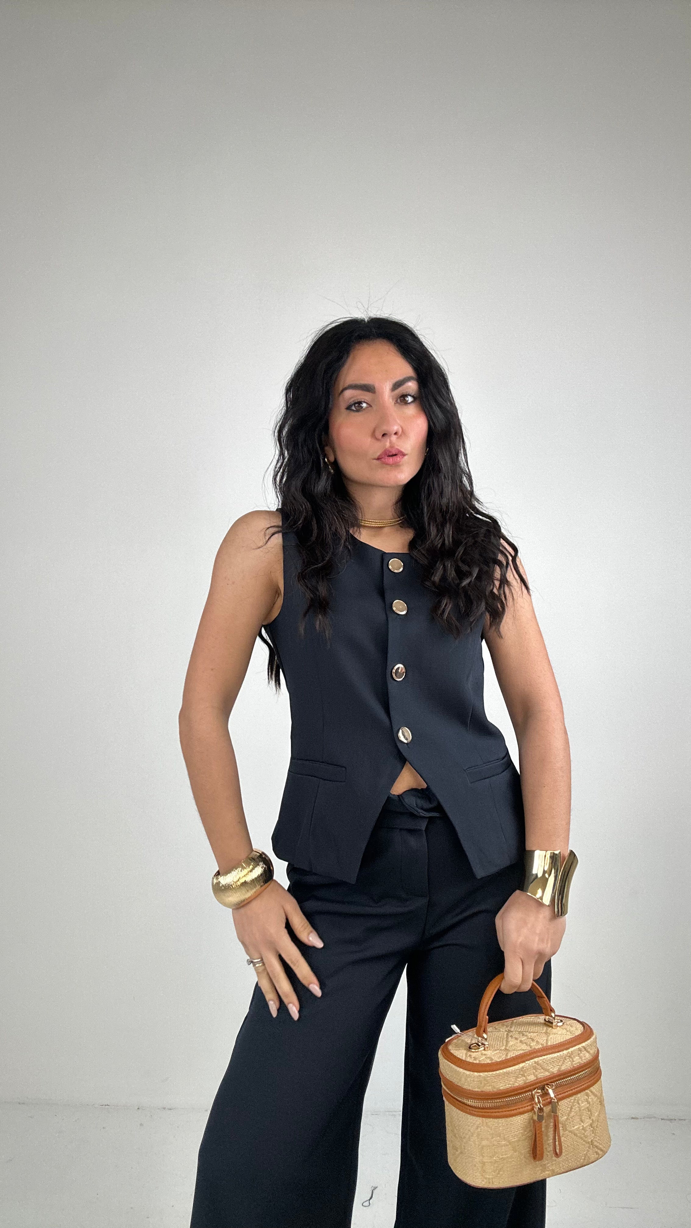 Completo GILET E BOTTONE ORO - BLU