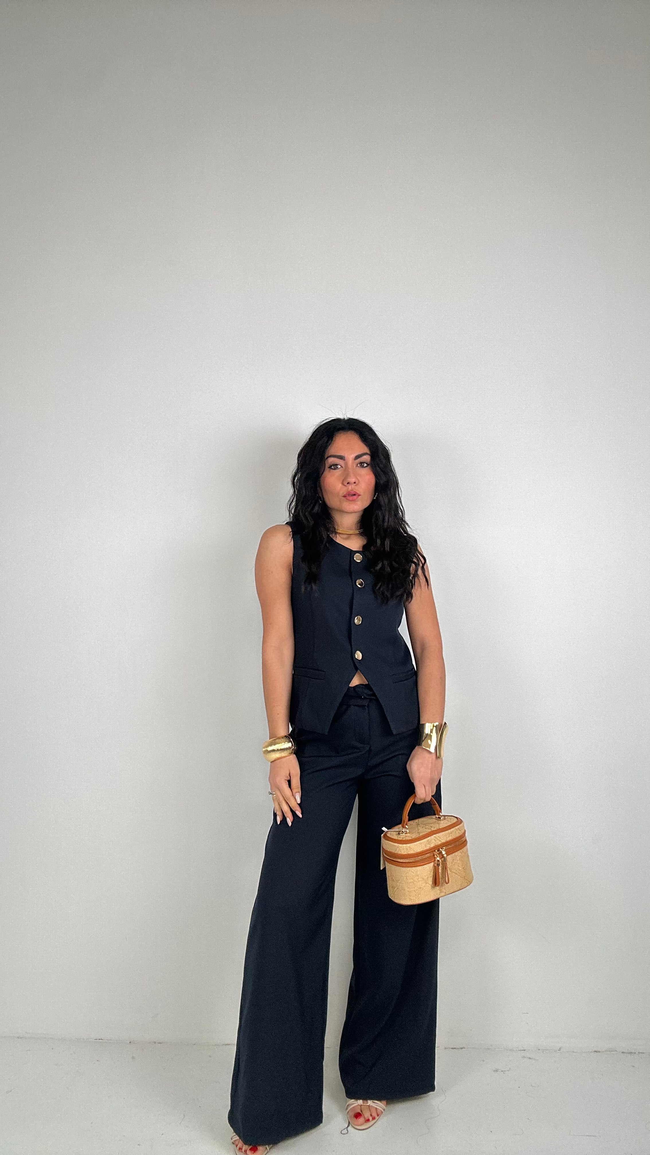 Completo GILET E BOTTONE ORO - BLU