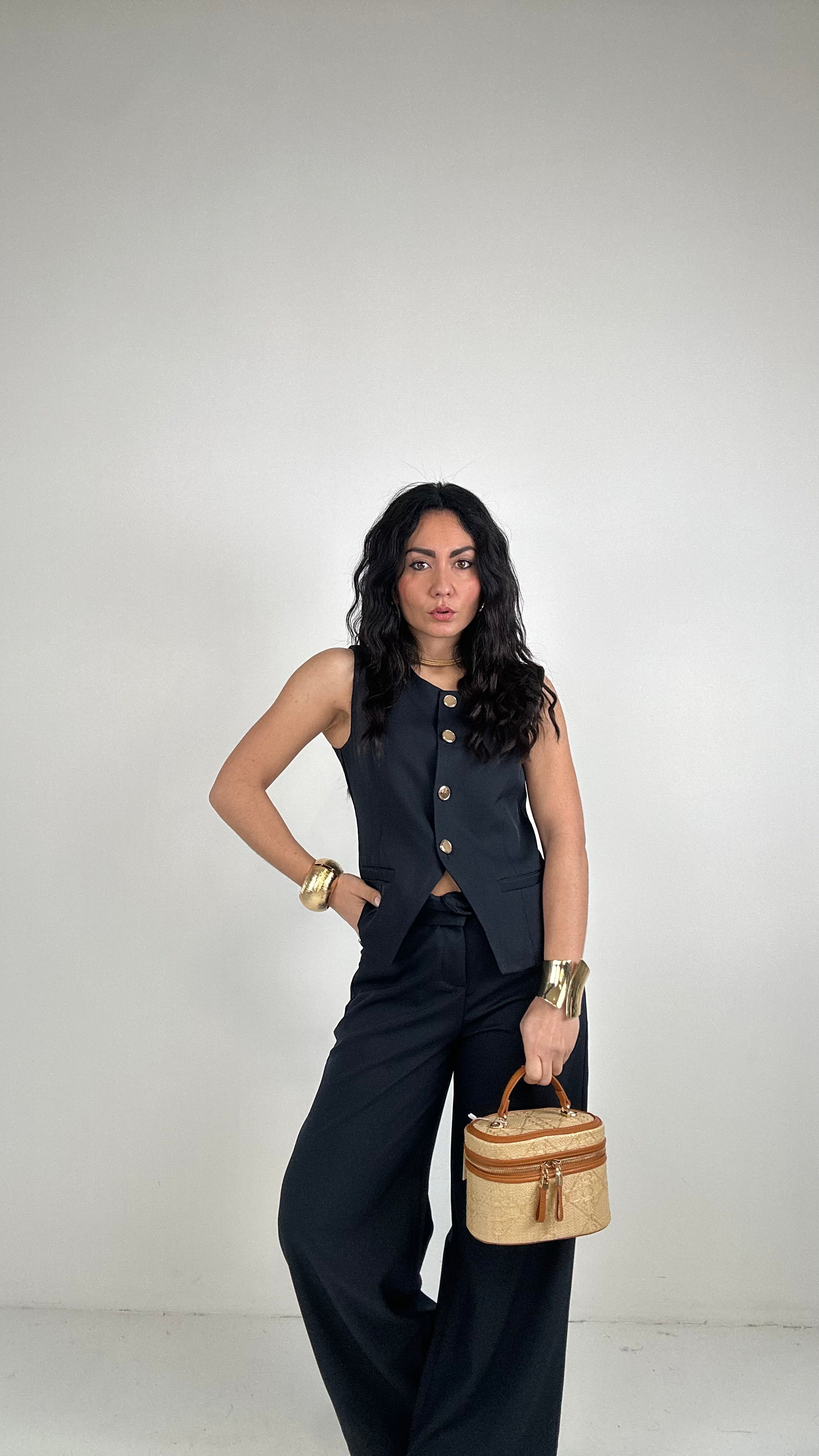 Completo GILET E BOTTONE ORO - BLU