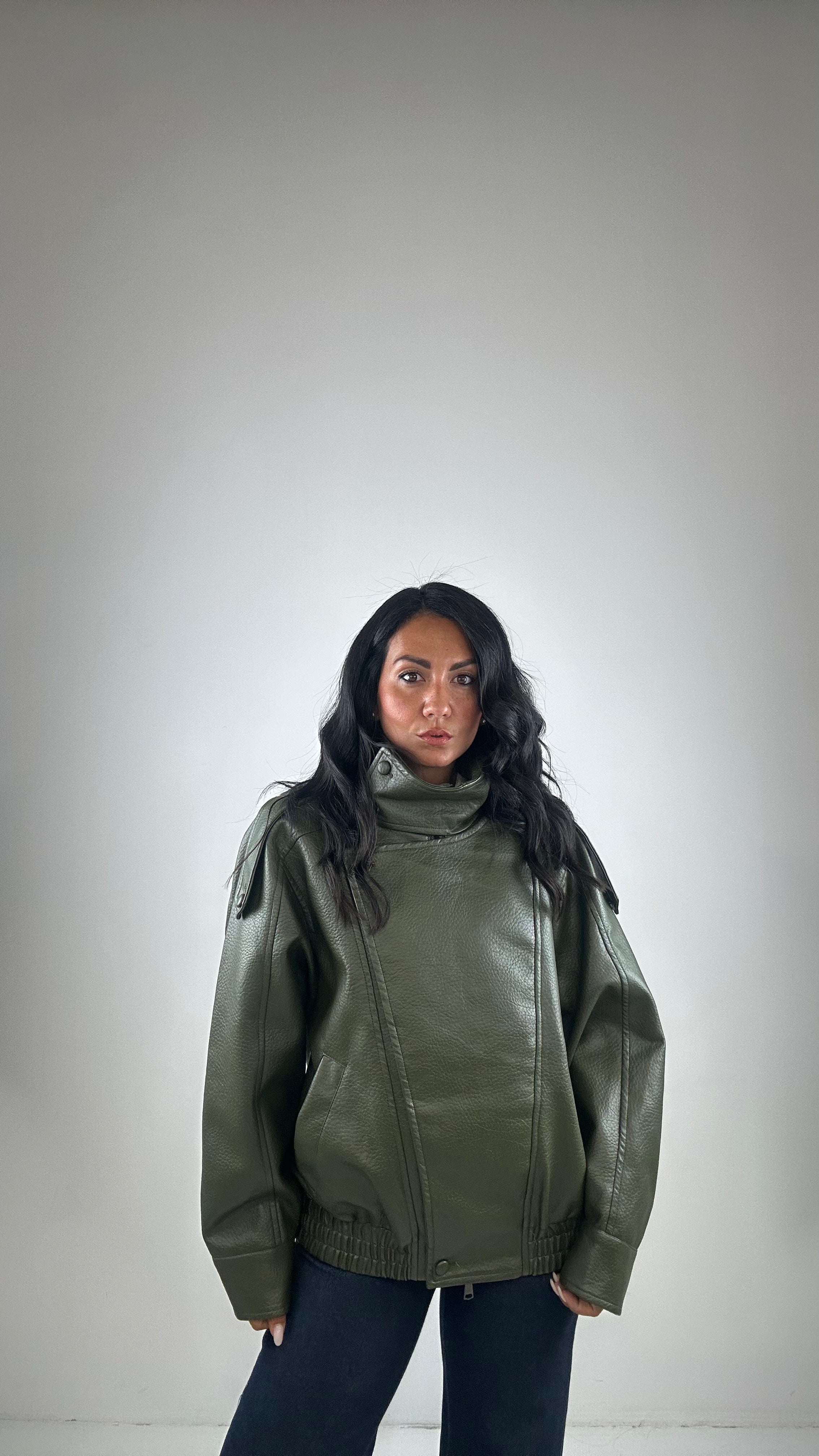 Giubbino ECOPELLE LONDON - VERDE MILITARE