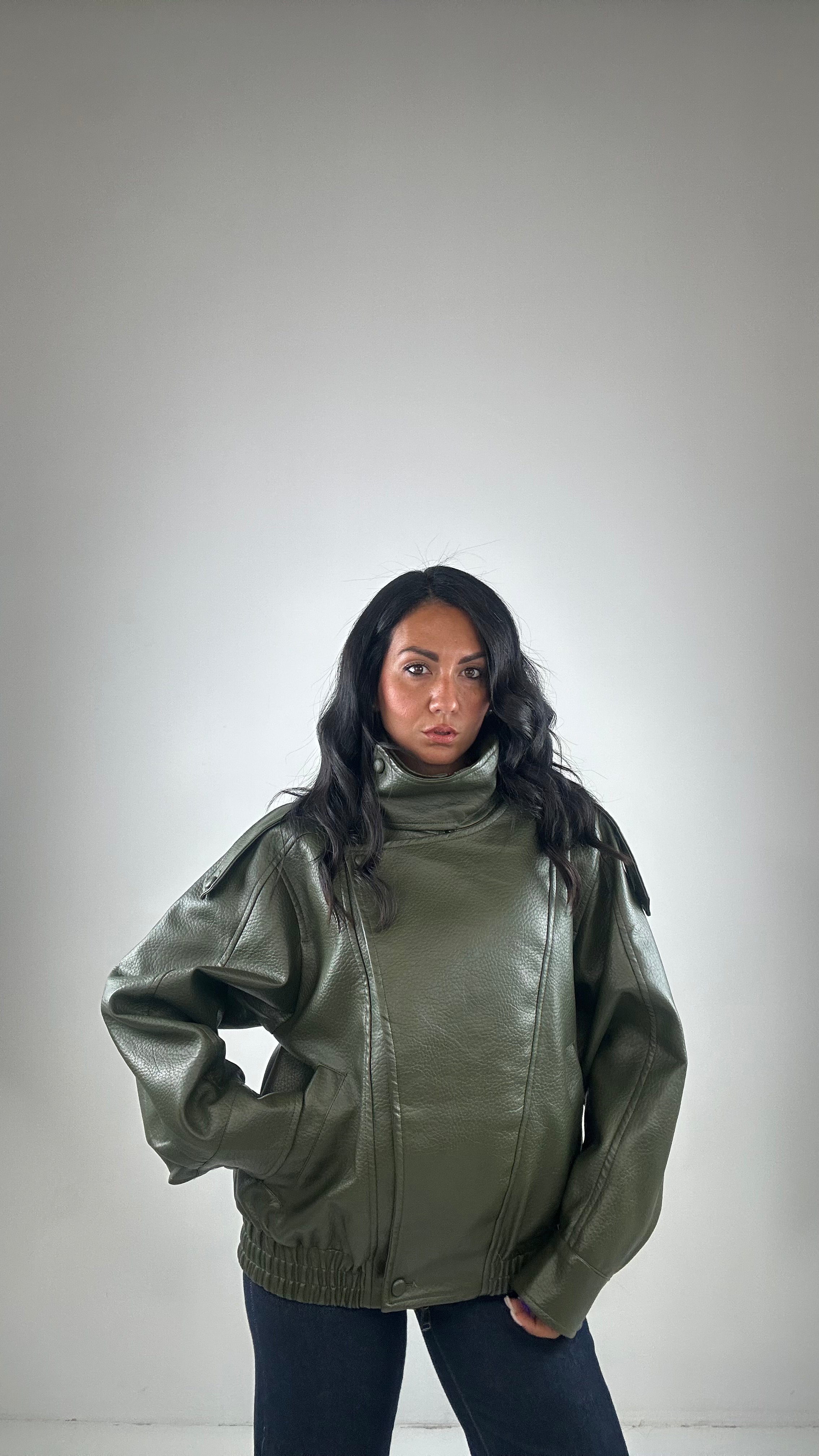 Giubbino ECOPELLE LONDON - VERDE MILITARE
