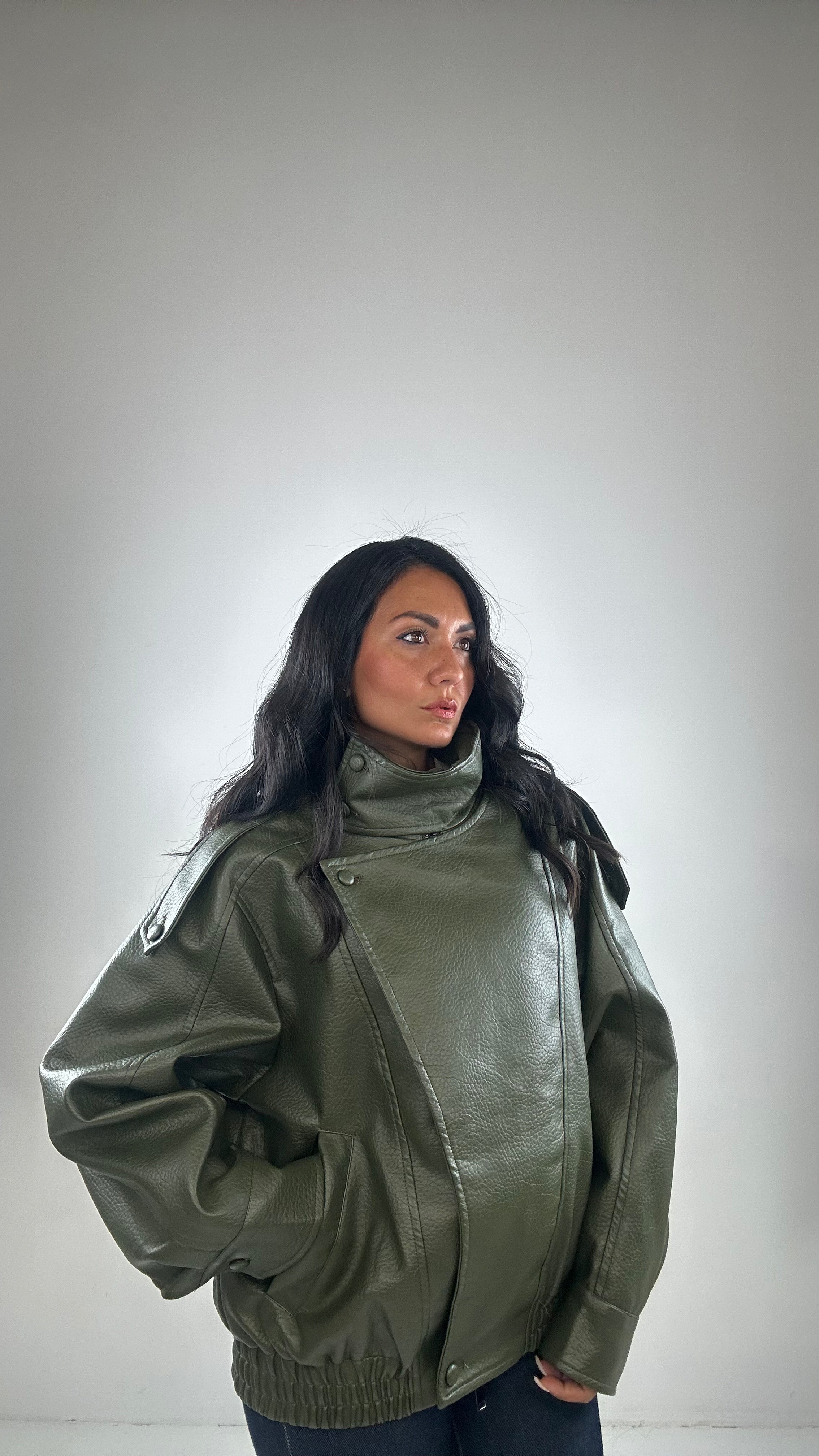 Giubbino ECOPELLE LONDON - VERDE MILITARE