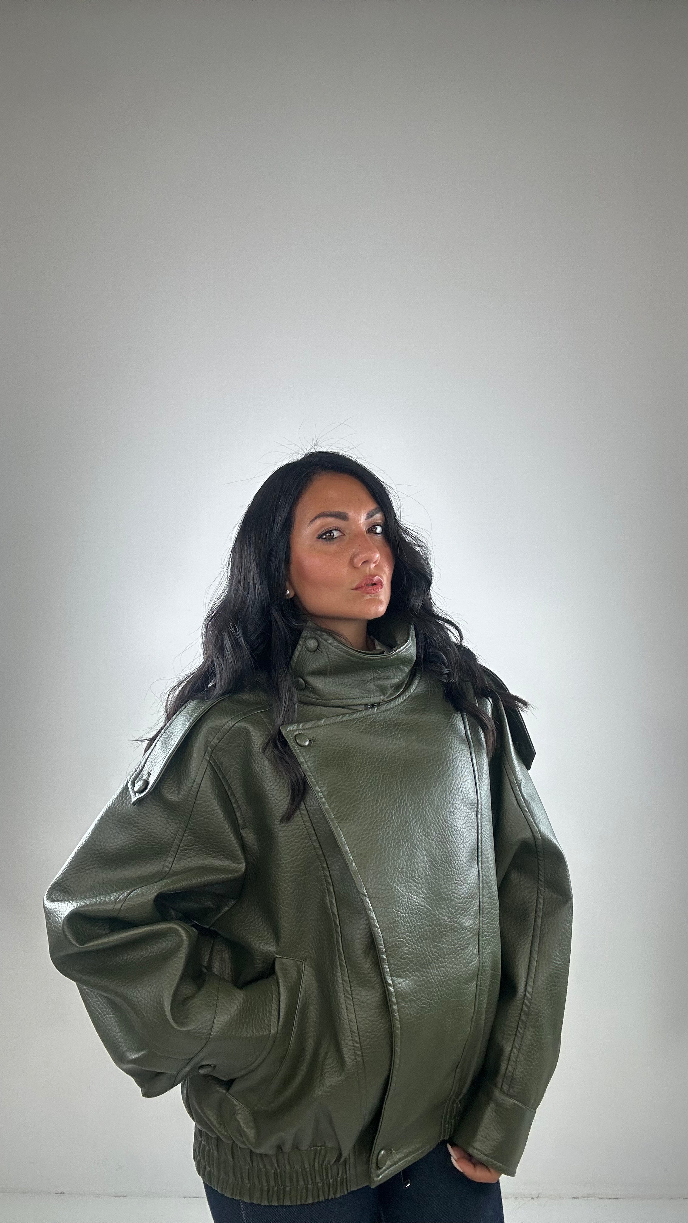 Giubbino ECOPELLE LONDON - VERDE MILITARE