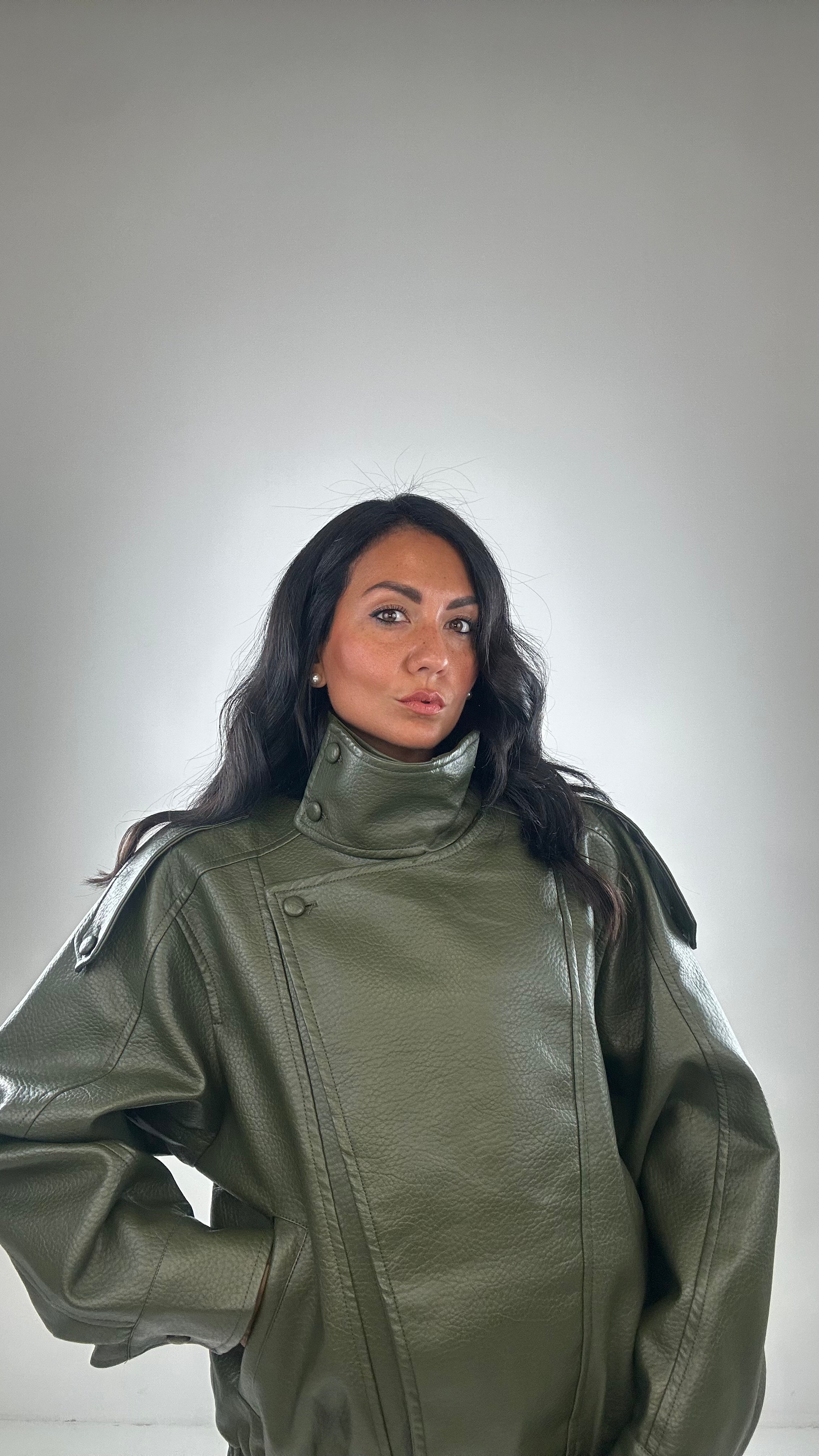 Giubbino ECOPELLE LONDON - VERDE MILITARE