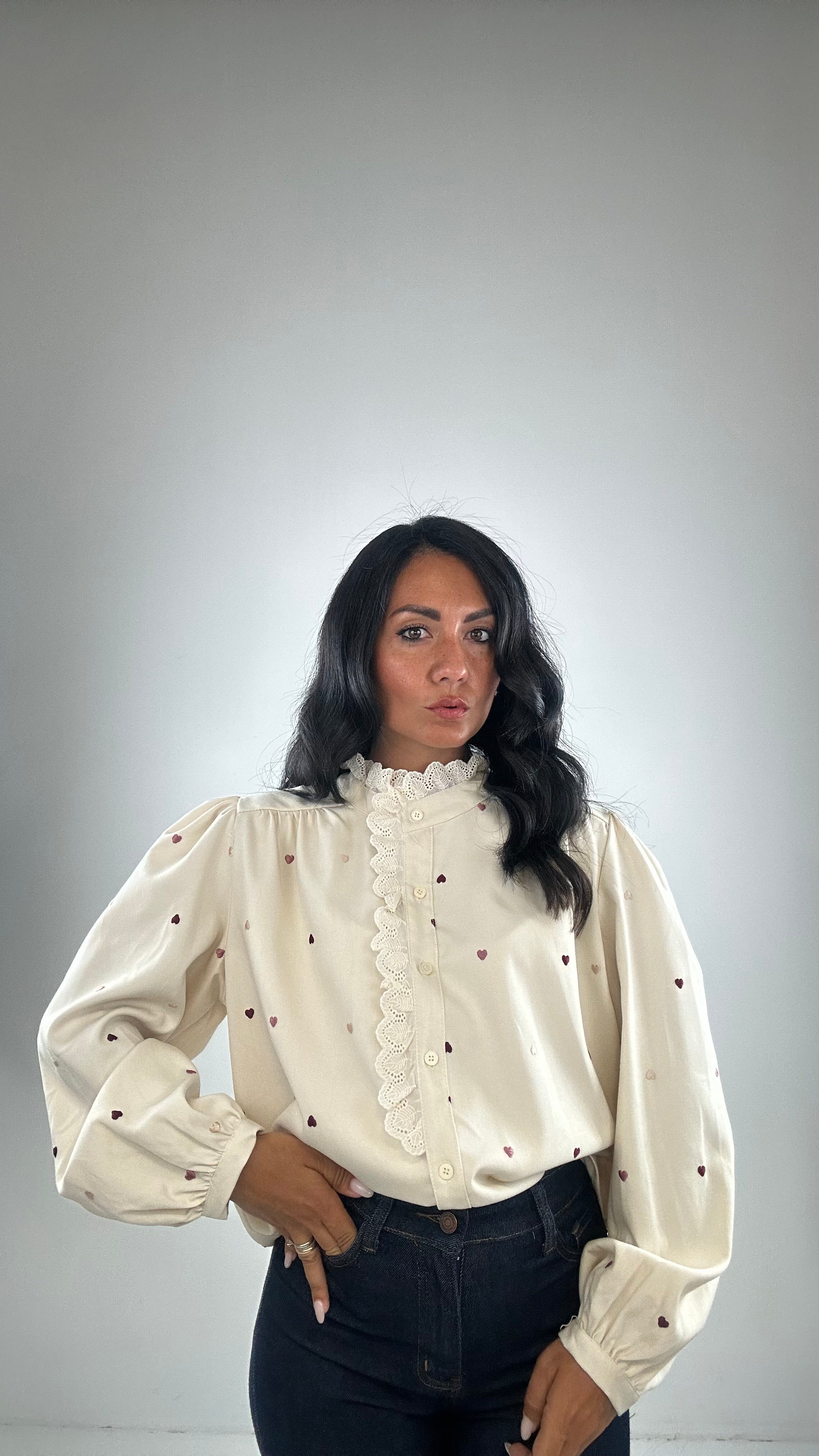 Camicia CUORI E ROUGE - PANNA