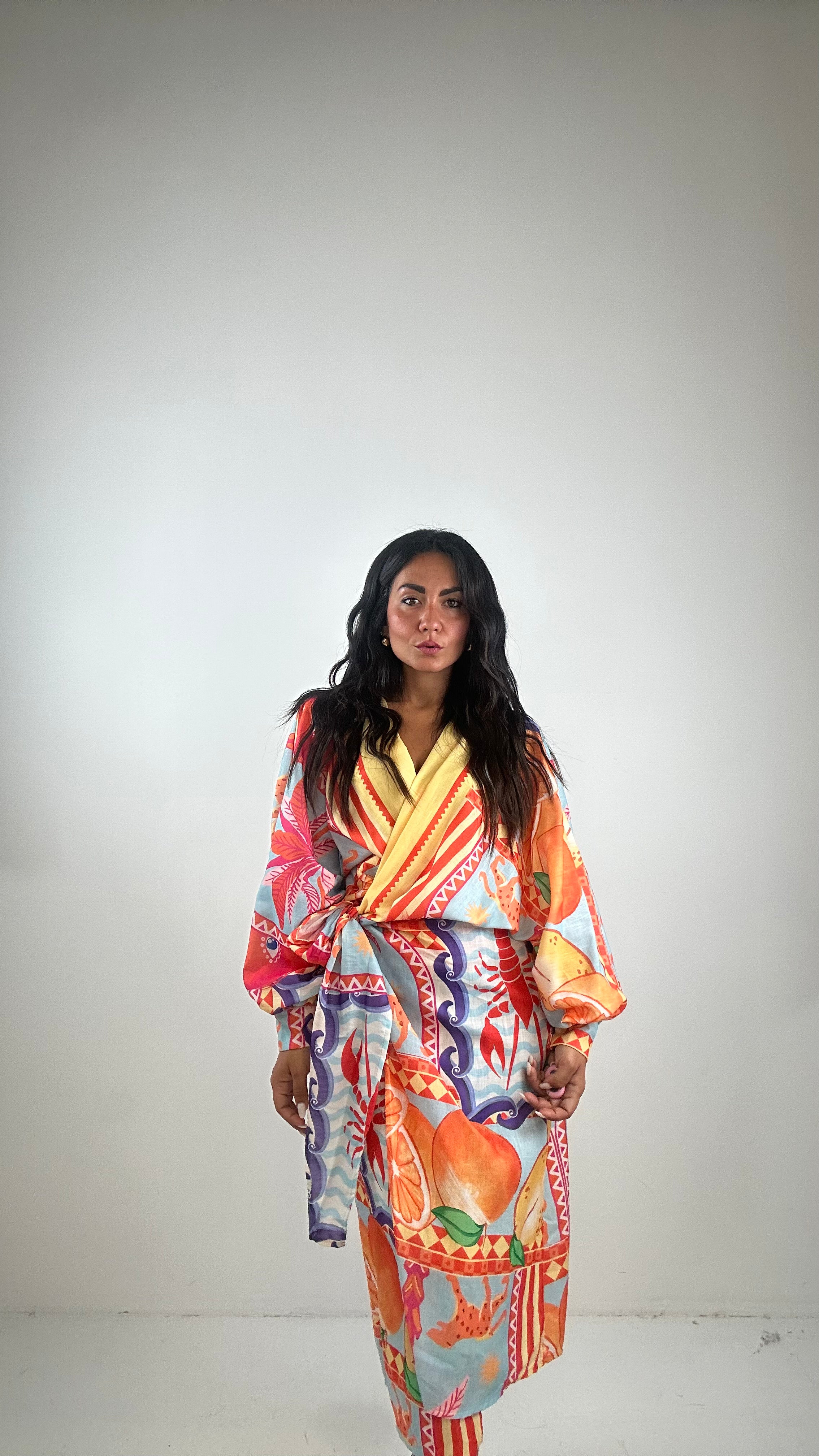 vestito PORTAFOGLIO MIDI - ARANCIO