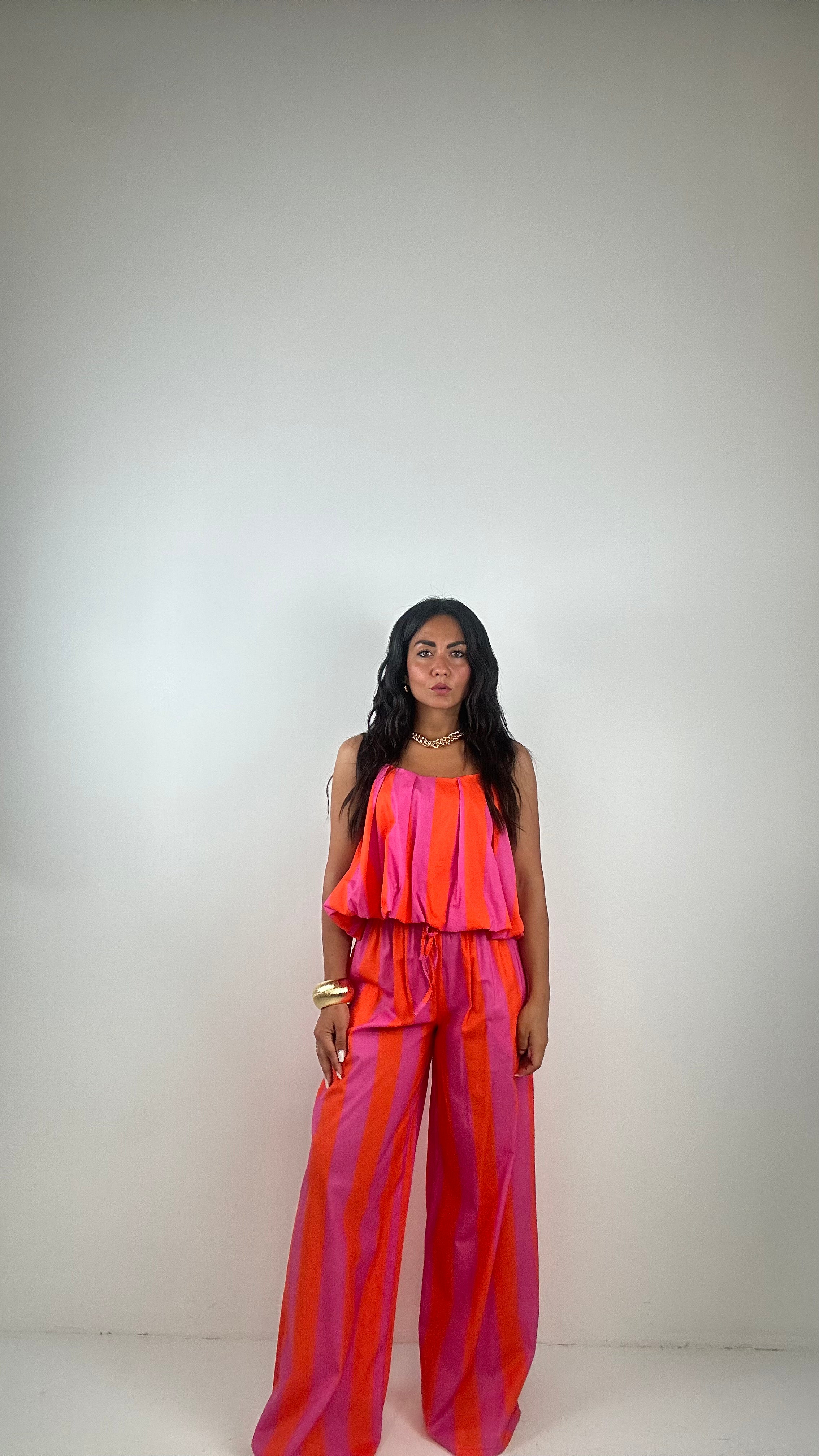 Completo A RIGHE - FUCSIA