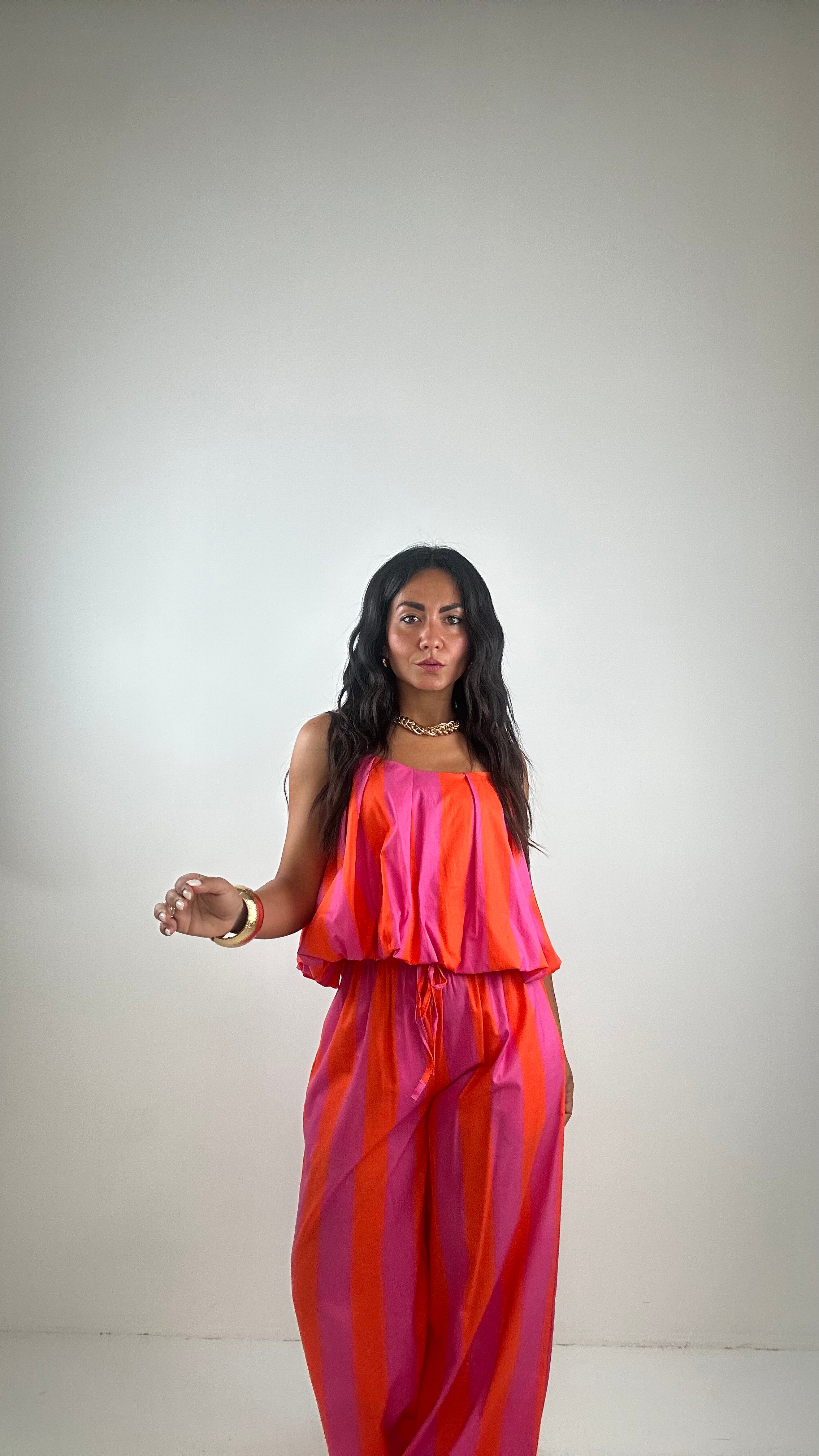 Completo A RIGHE - FUCSIA