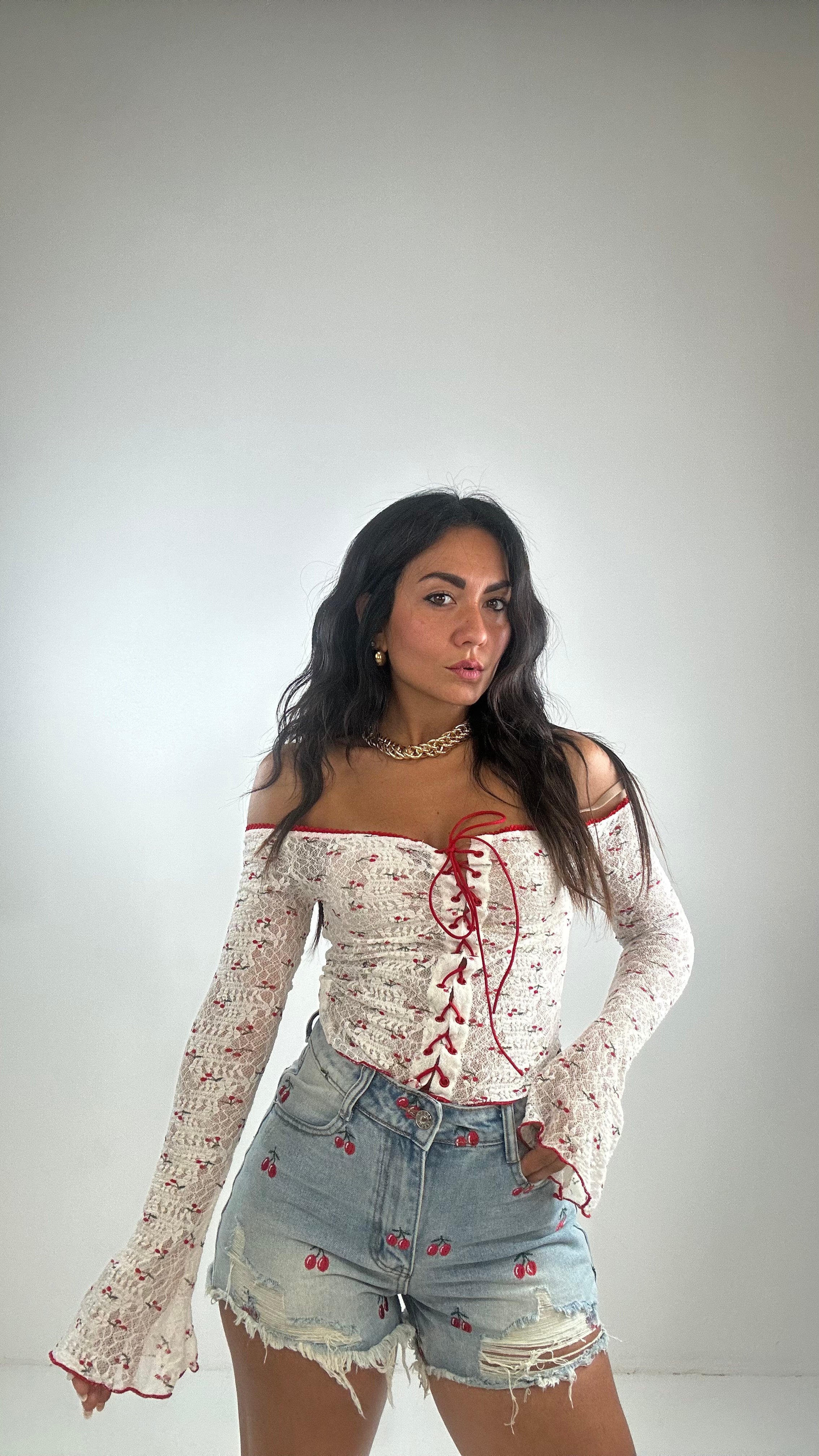 Top LACCETTI - ROSSO