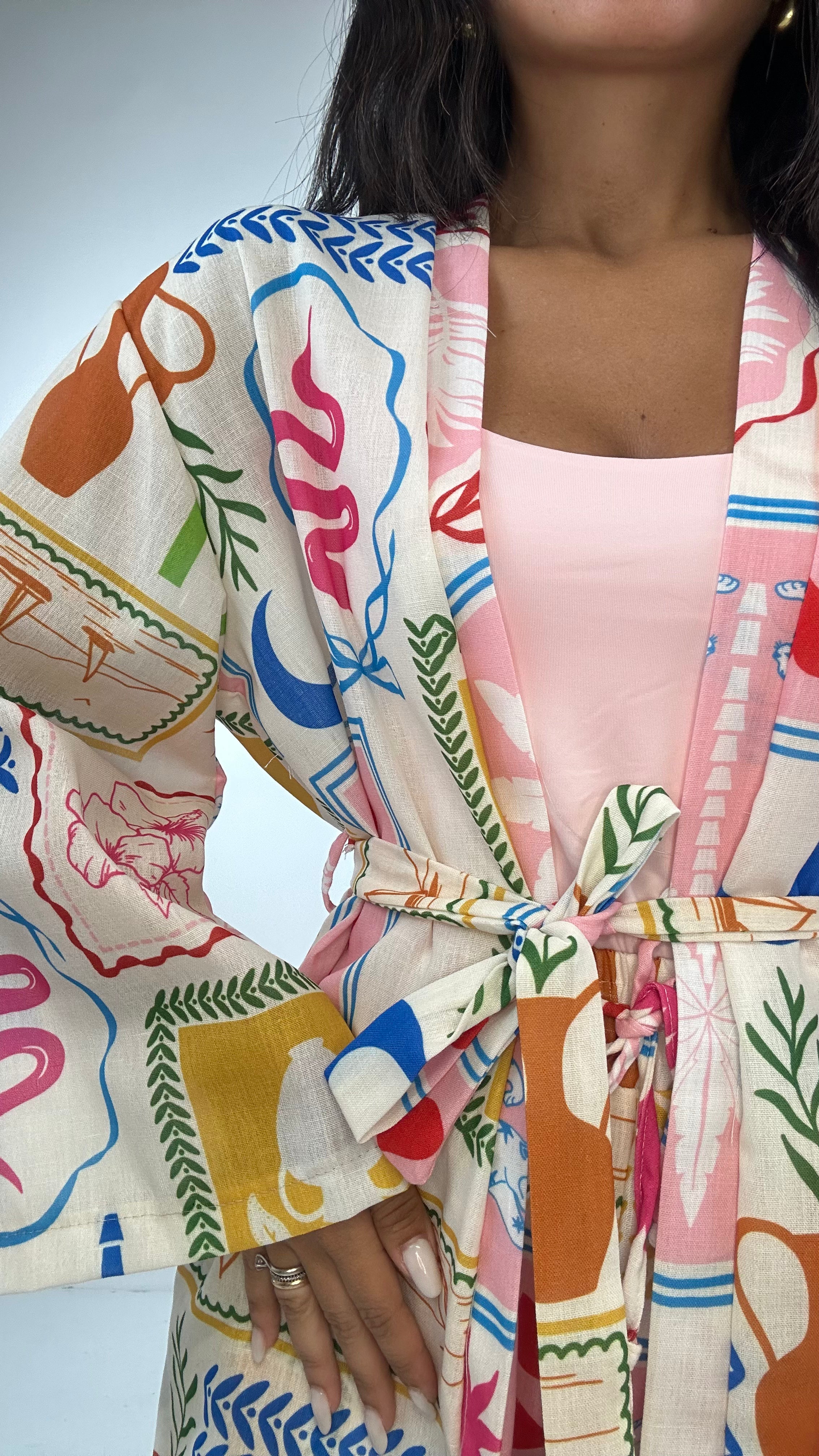 Completo KIMONO E SHORTS - ROSA