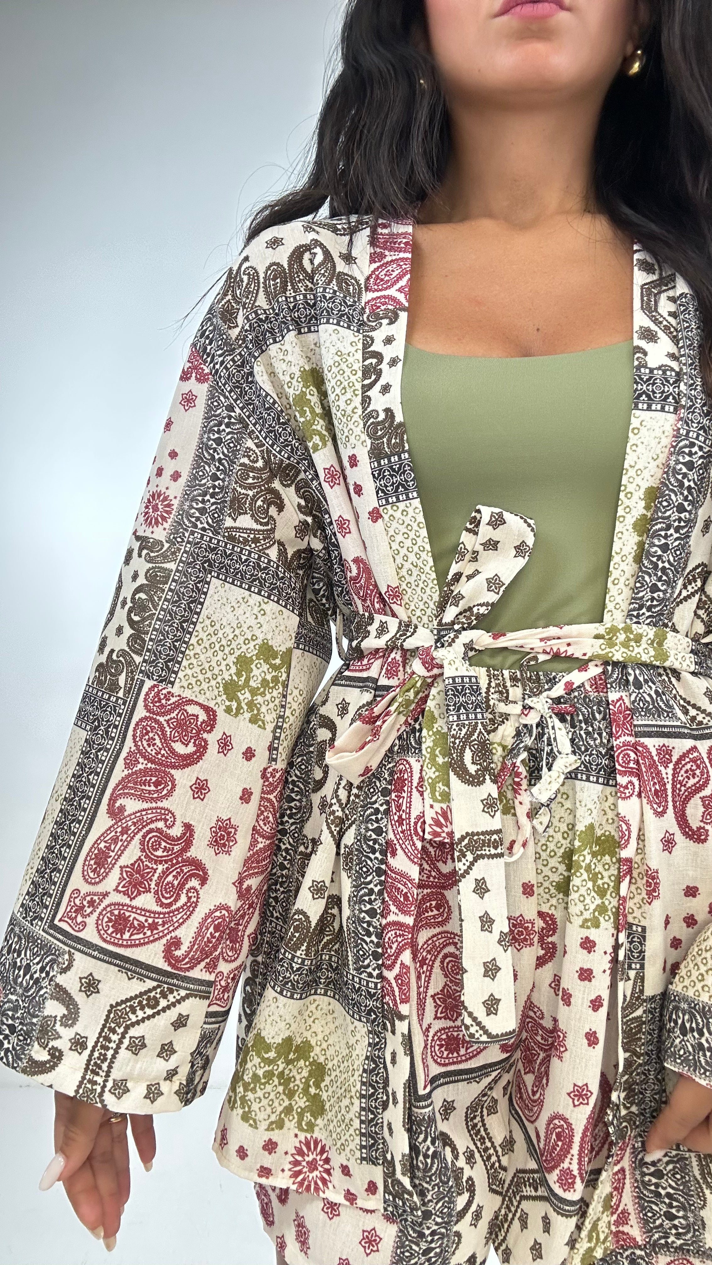 Completo KIMONO E SHORTS - VERDE MILITARE