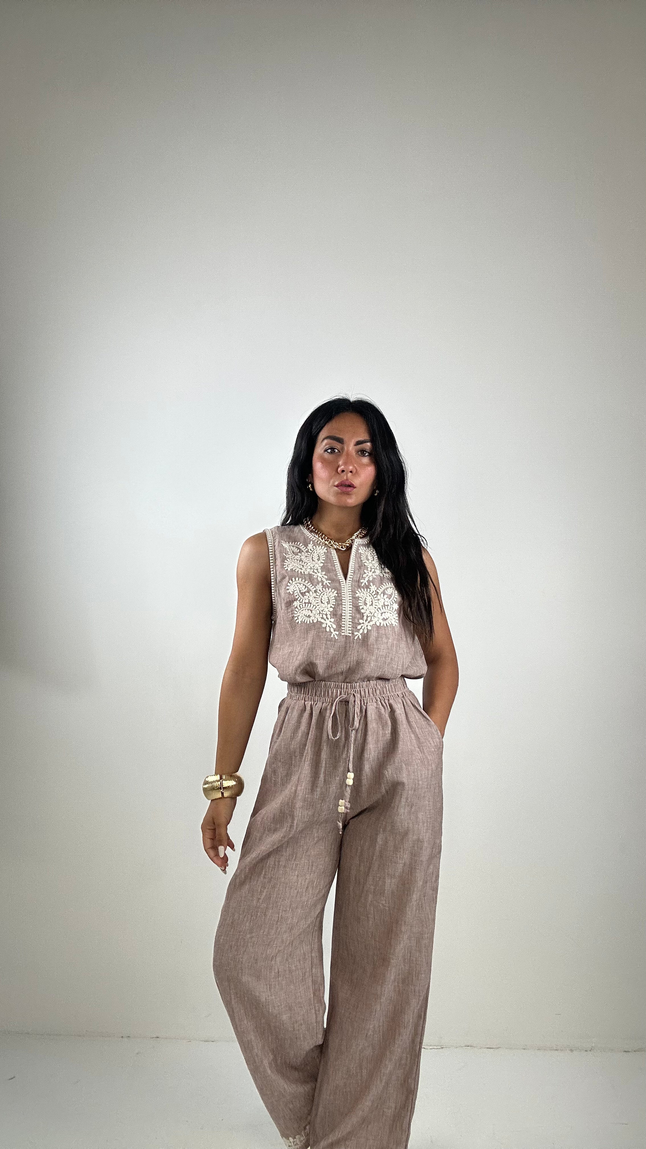 Completo CON RICAMO - KHAKI