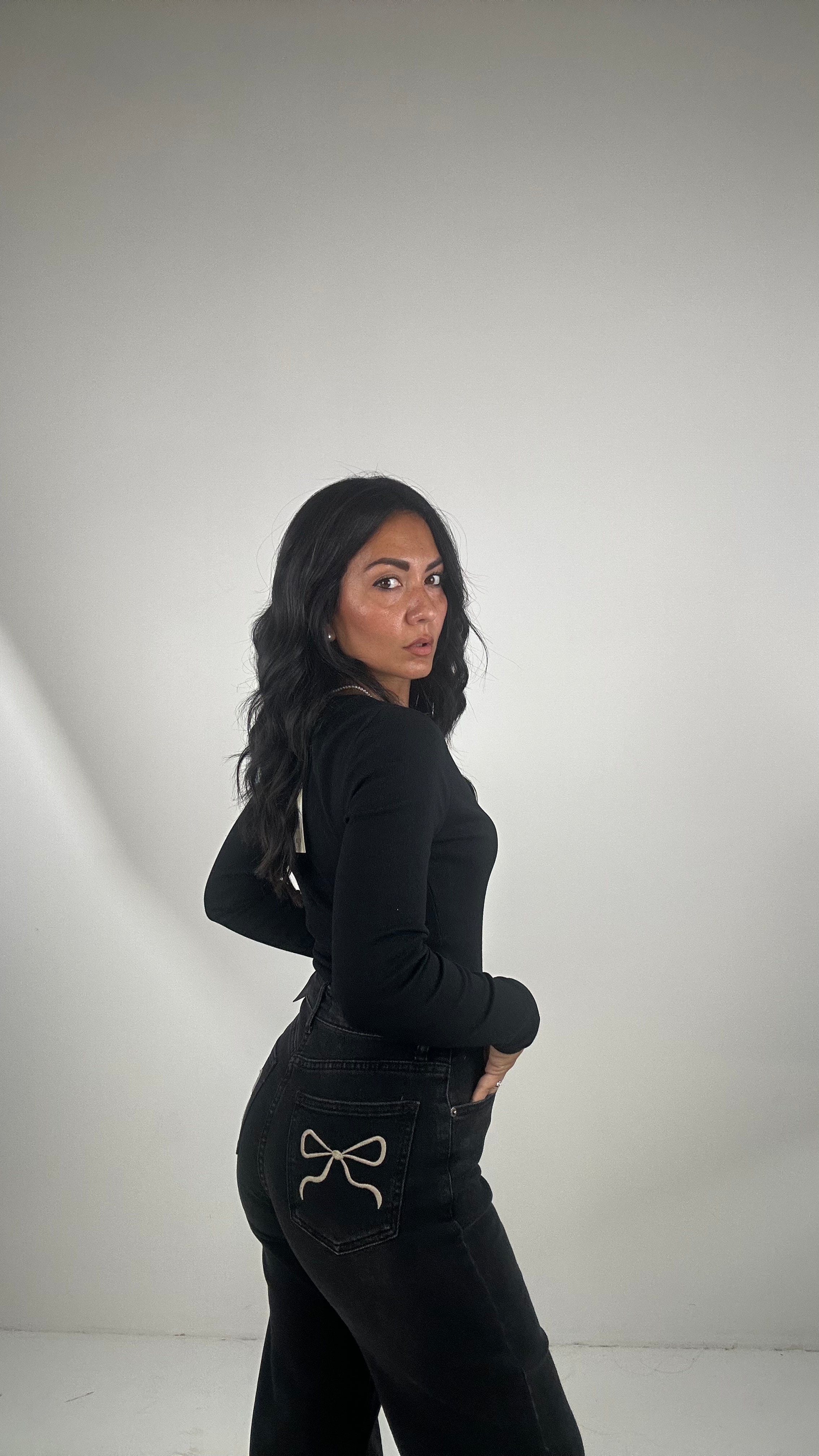 Jeans STRAIGHT FIOCCHI - NERO