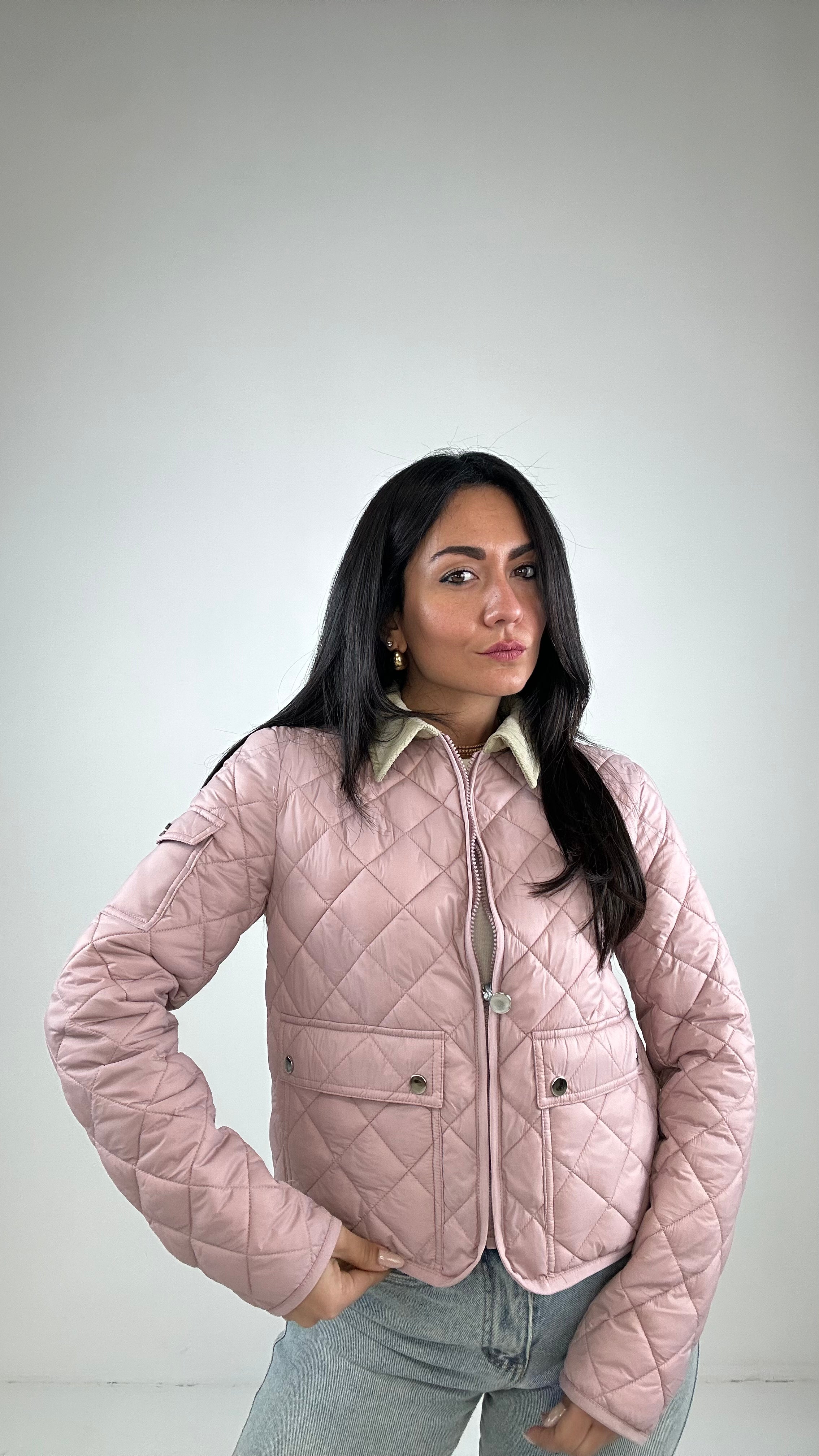 Giubbino TRAPUNTATO CON COLLO IN VELLUTO - ROSA