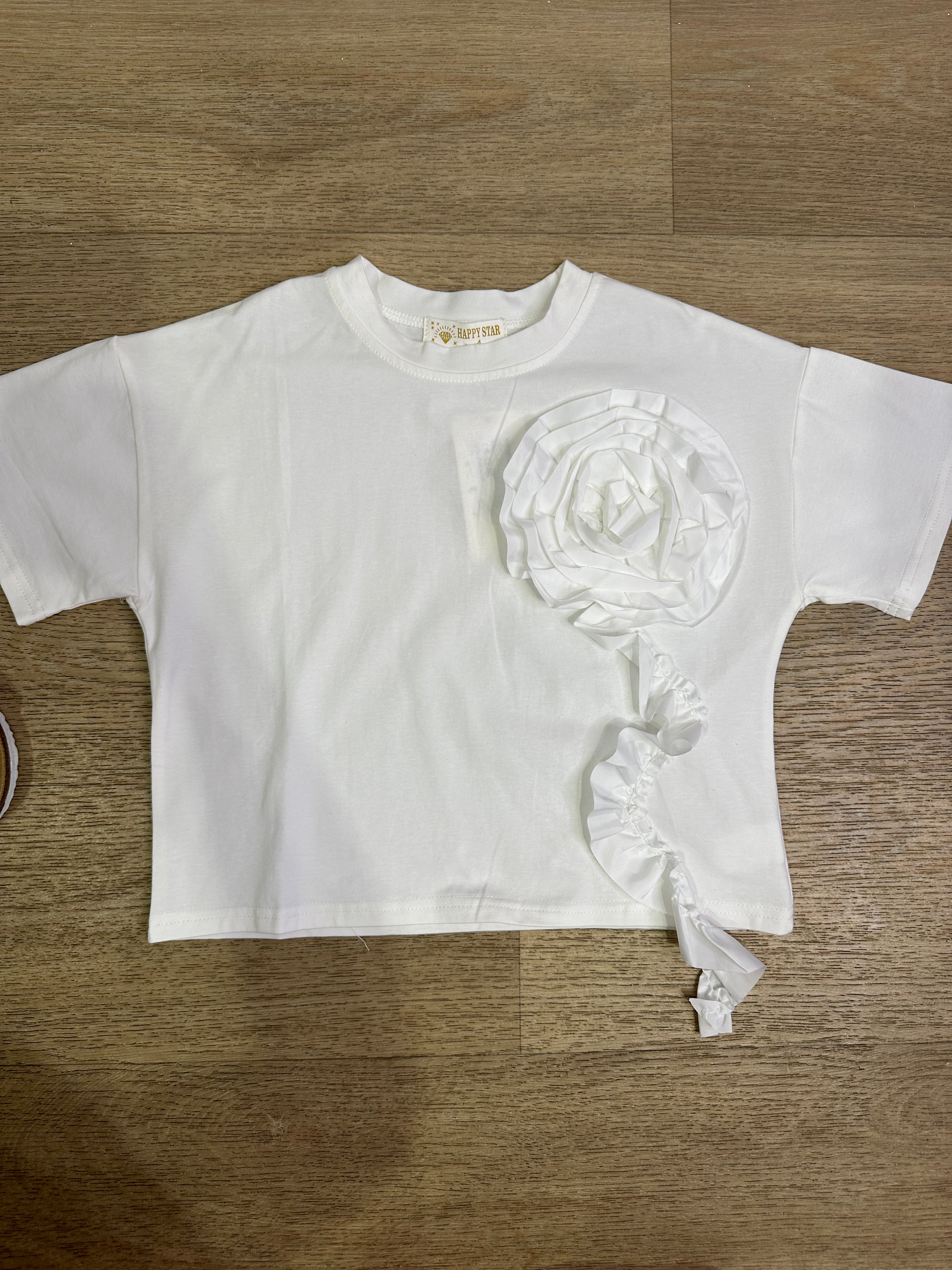 T-shirt ROSA 4-14A - BIANCO