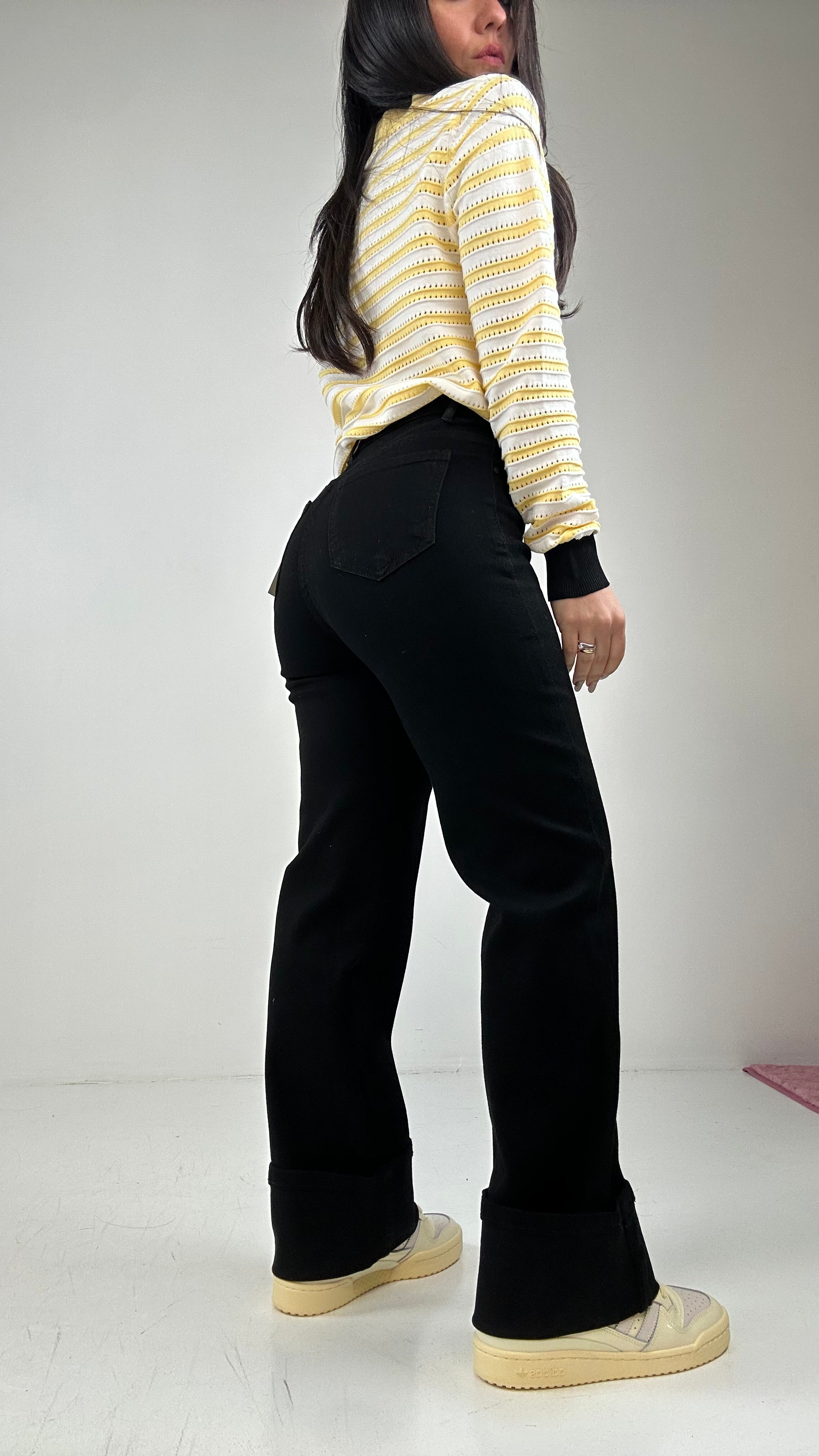 Jeans WIDELEG PIEGA BLACK - NERO