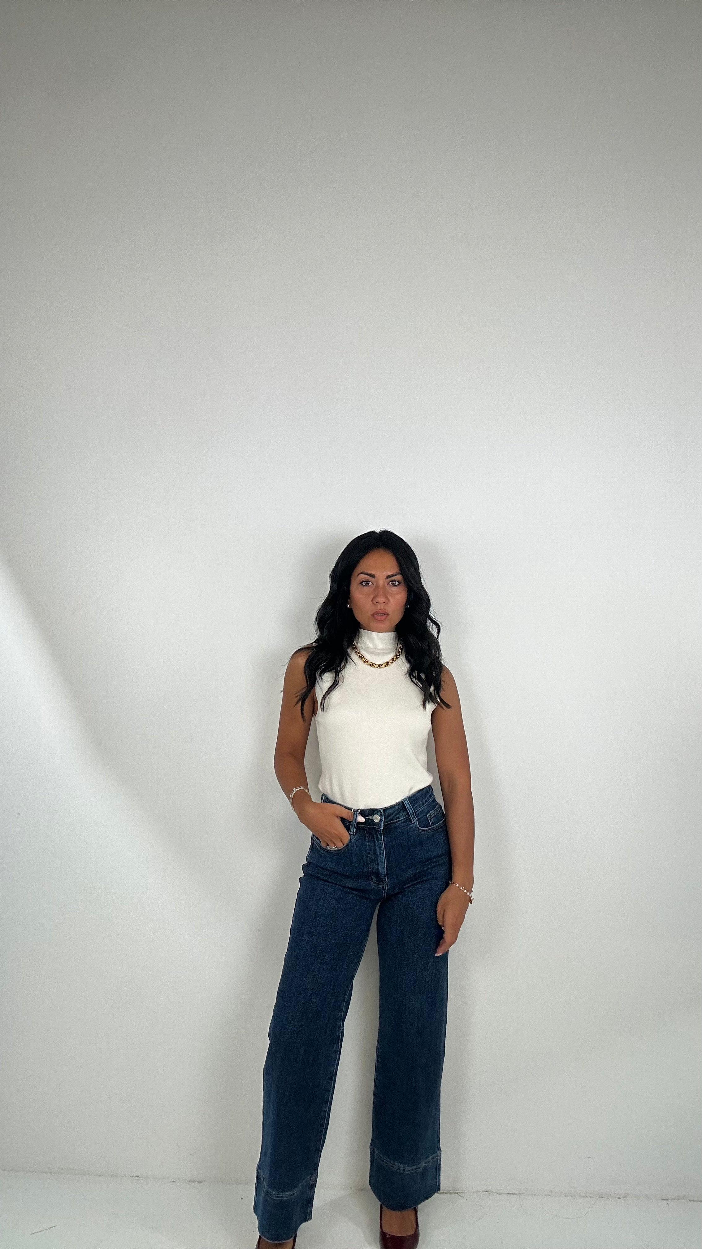 Jeans WIDELEG PIEGA BLUE - JEANS