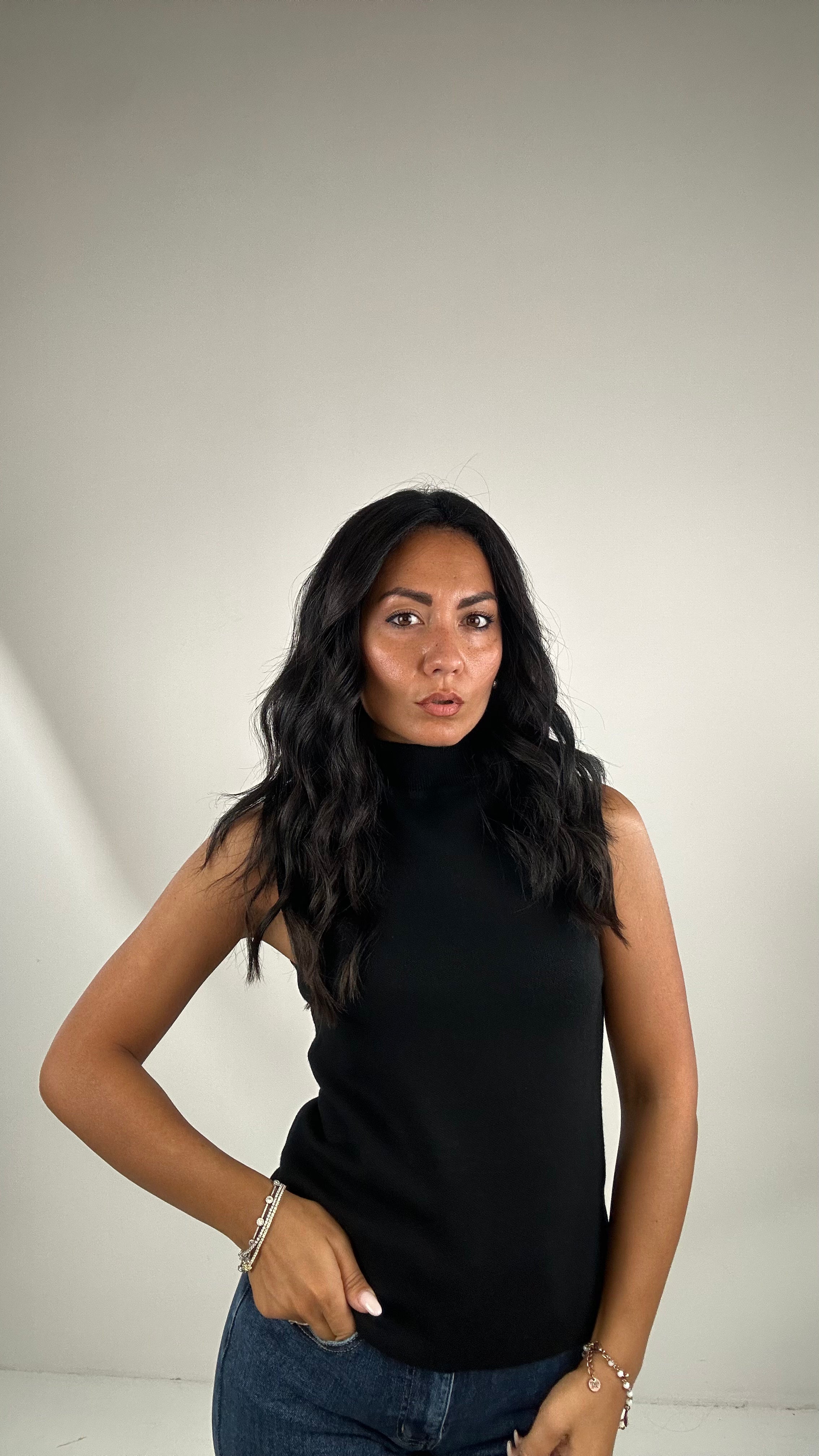 Top LUPETTO IN MAGLIA - NERO