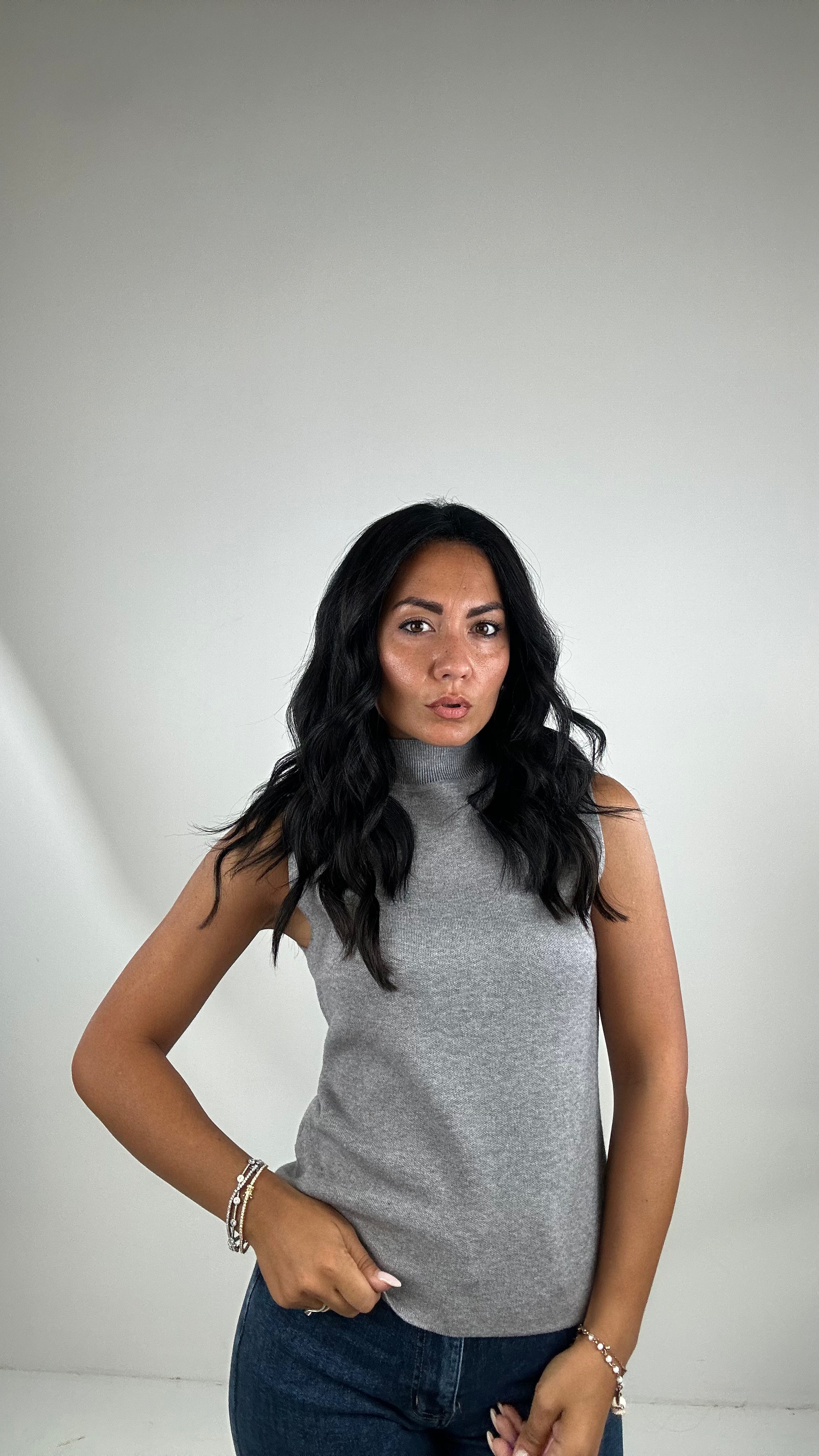 Top LUPETTO IN MAGLIA - GRIGIO
