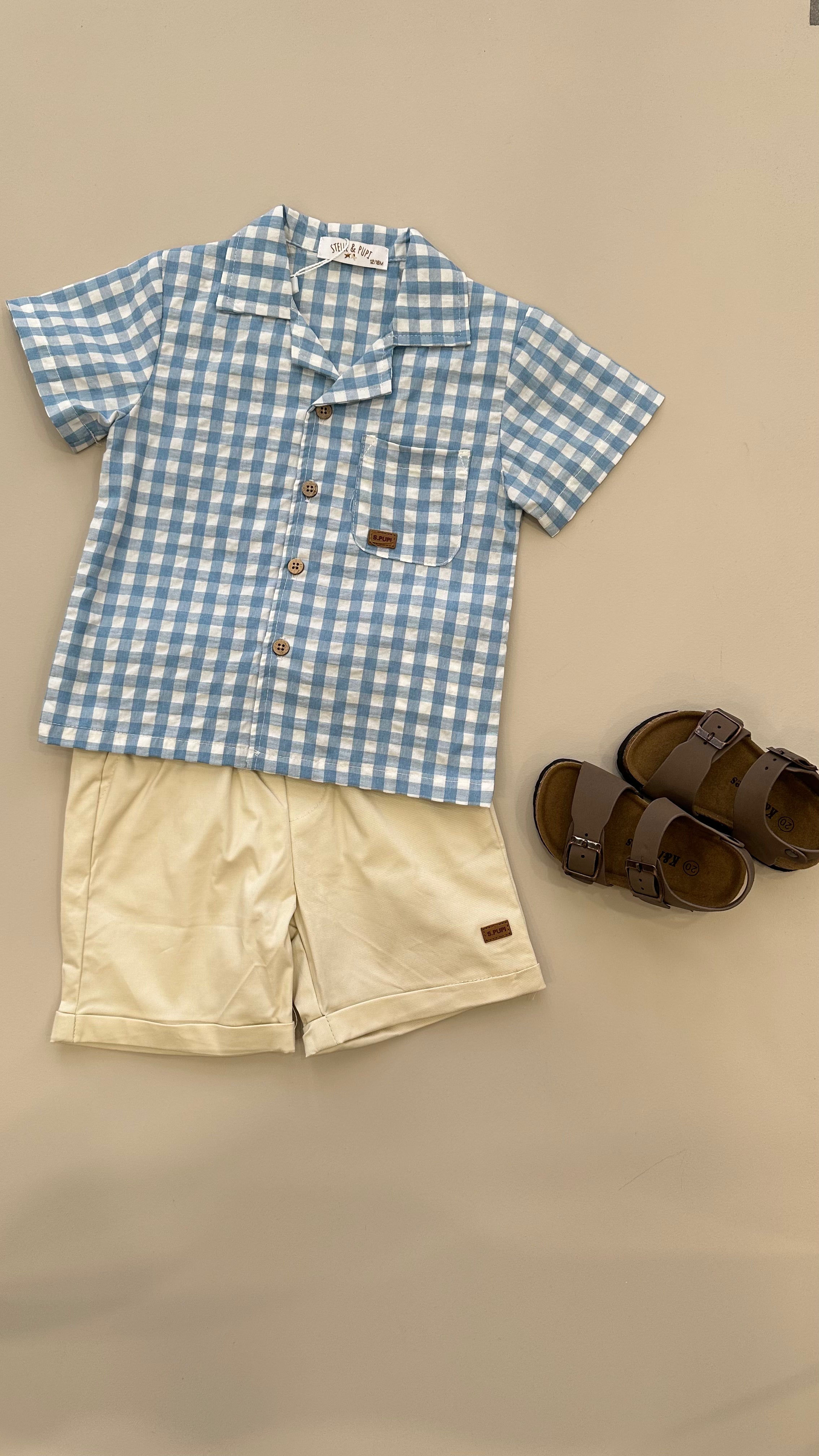 Completo QUADRETTI 12-36M - AZZURRO