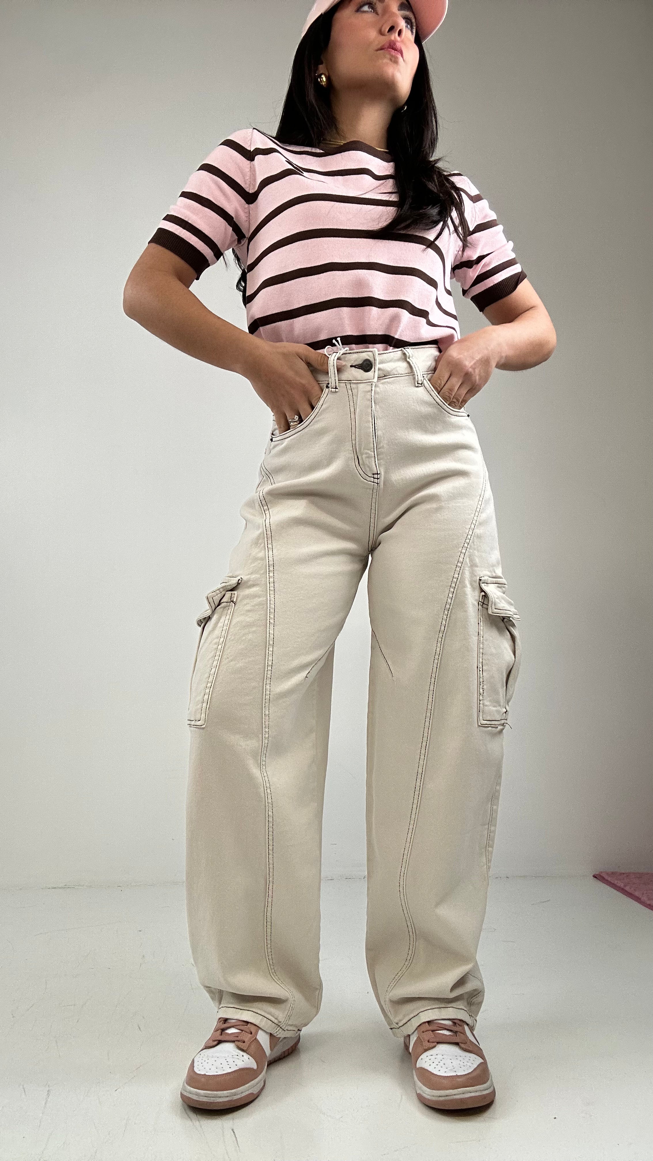 Jeans BALLON CUCITURA - BEIGE