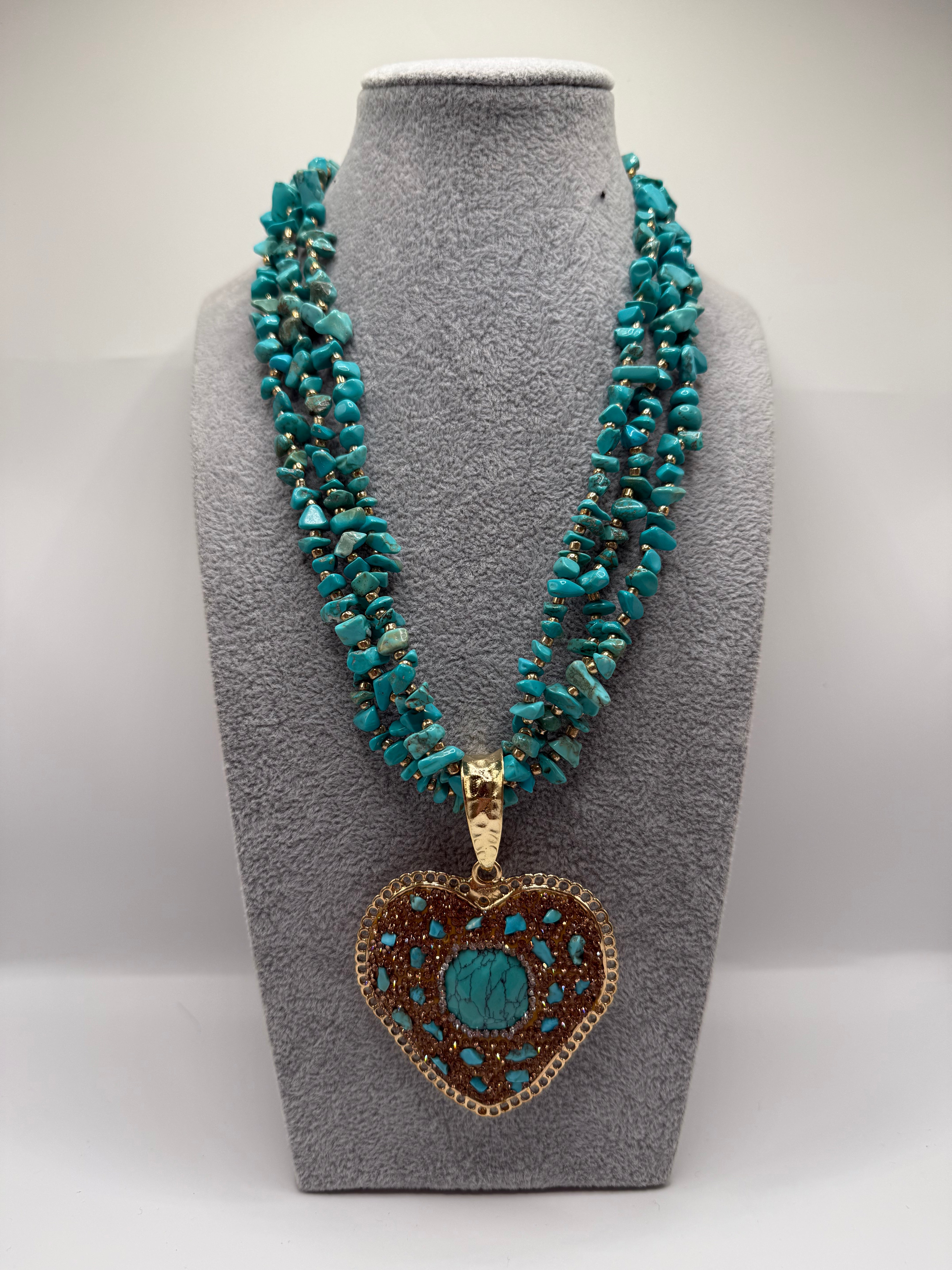 Collana CUORE CORALLI - TURCHESE