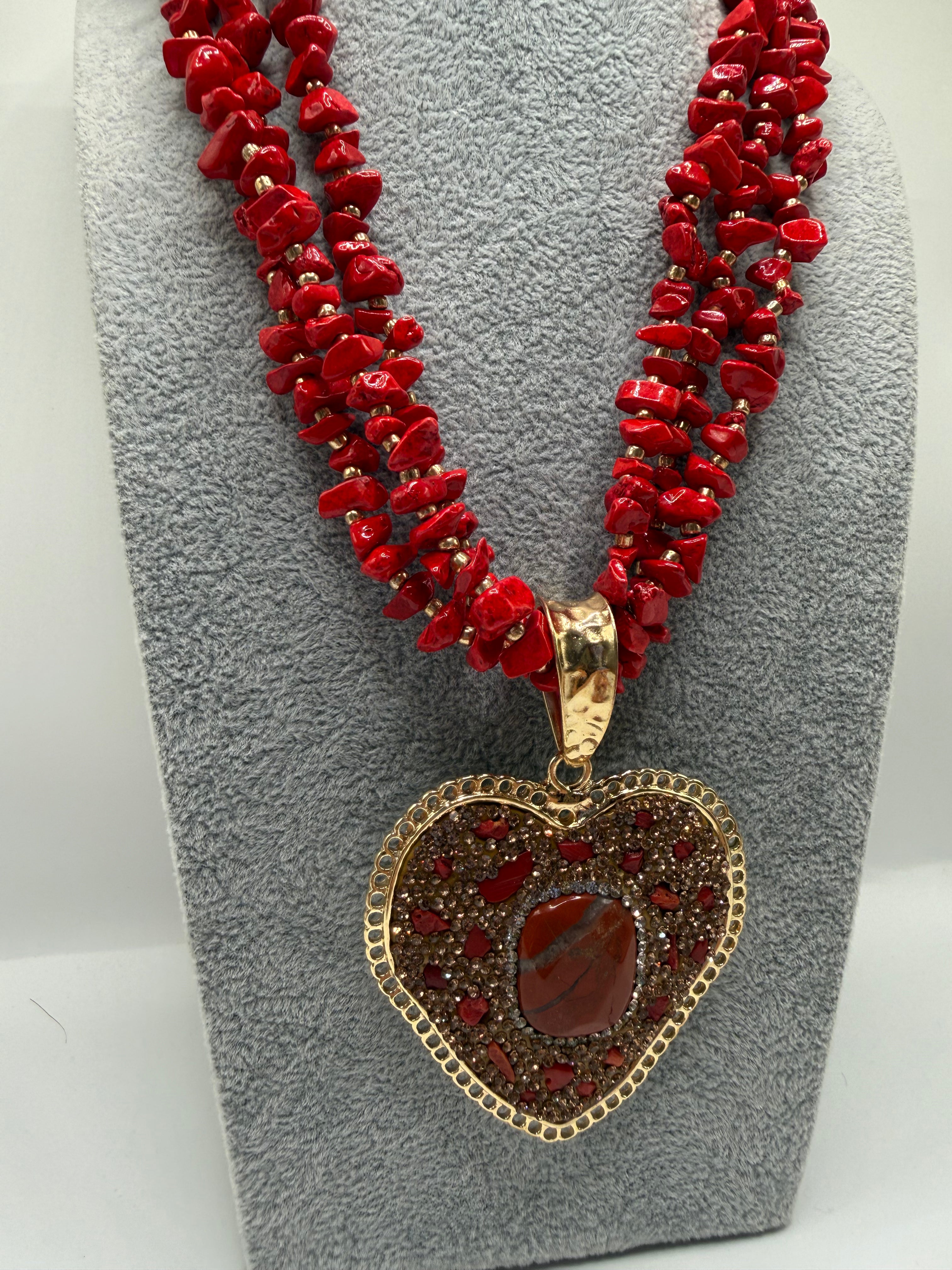 Collana CUORE CORALLI - ROSSO
