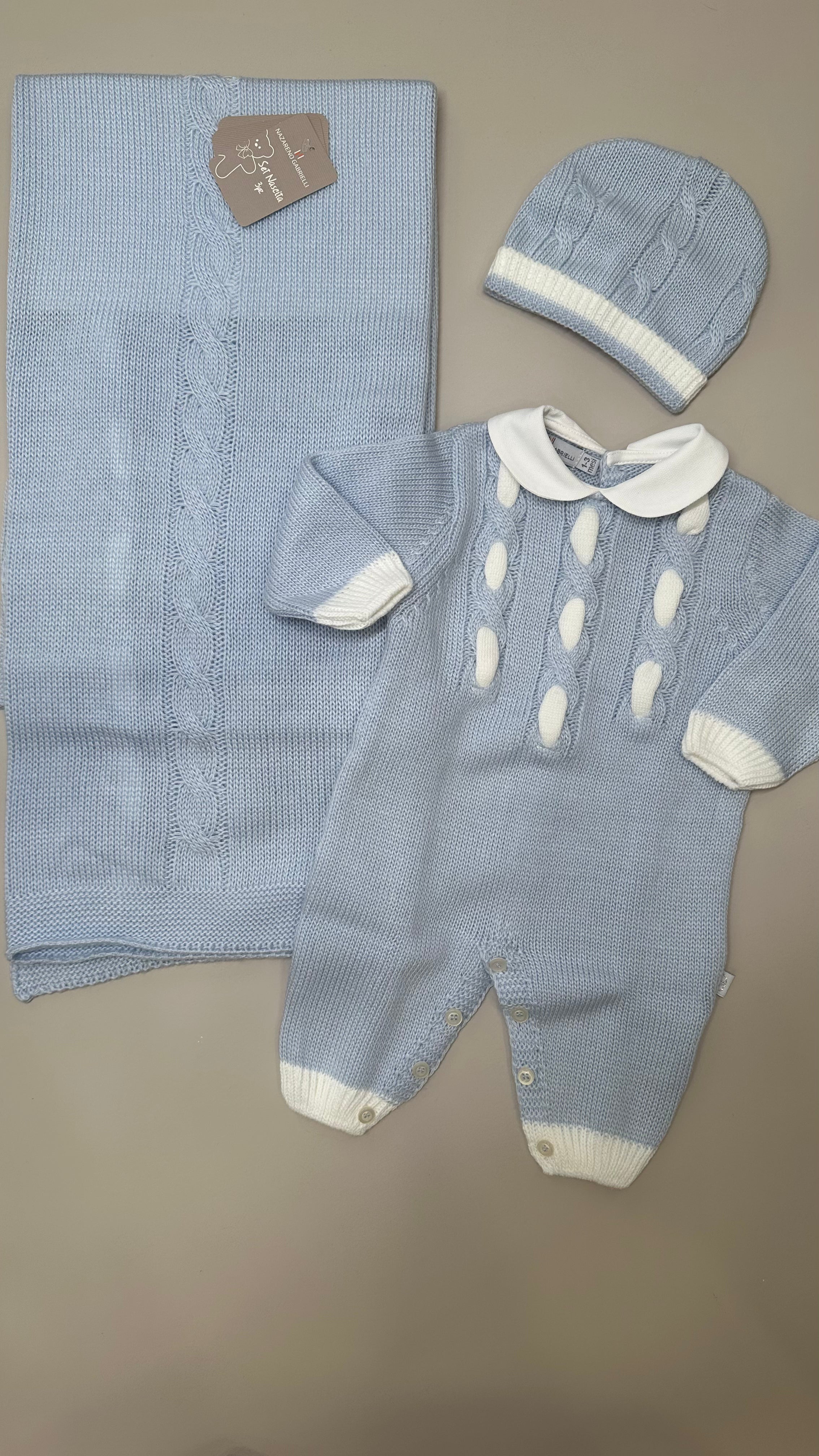 Set NASCITA TRECCIA BICOLOR - AZZURRO