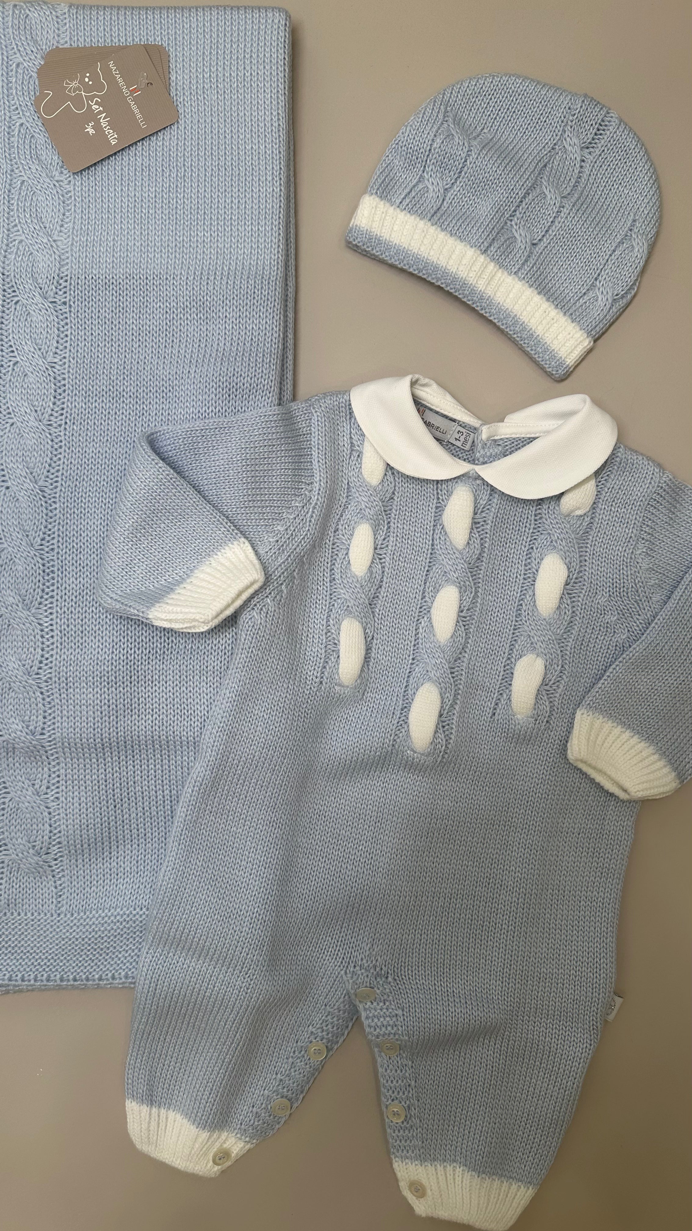 Set NASCITA TRECCIA BICOLOR - AZZURRO