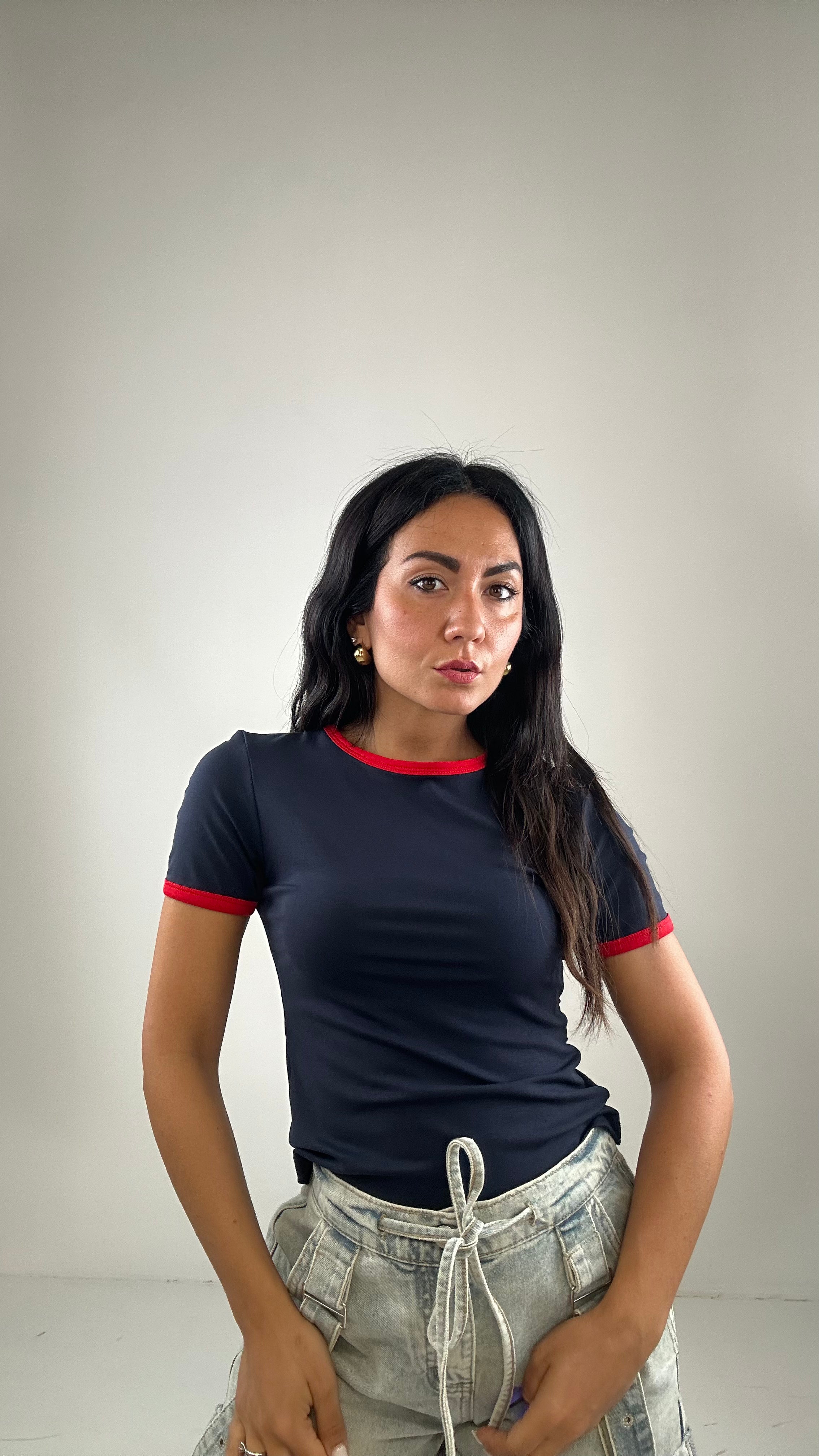 T-shirt JUST CON BORDO - BLU
